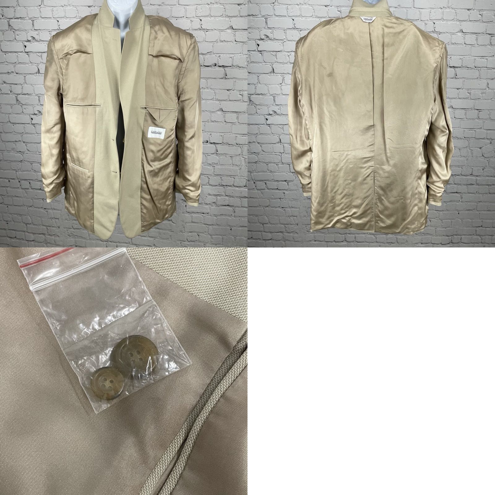 Joseph Joseph & Feiss Beige 2 Button Single Vented Notch Blazer Sport Coat Size 43R Size 46R - 9 Thumbnail