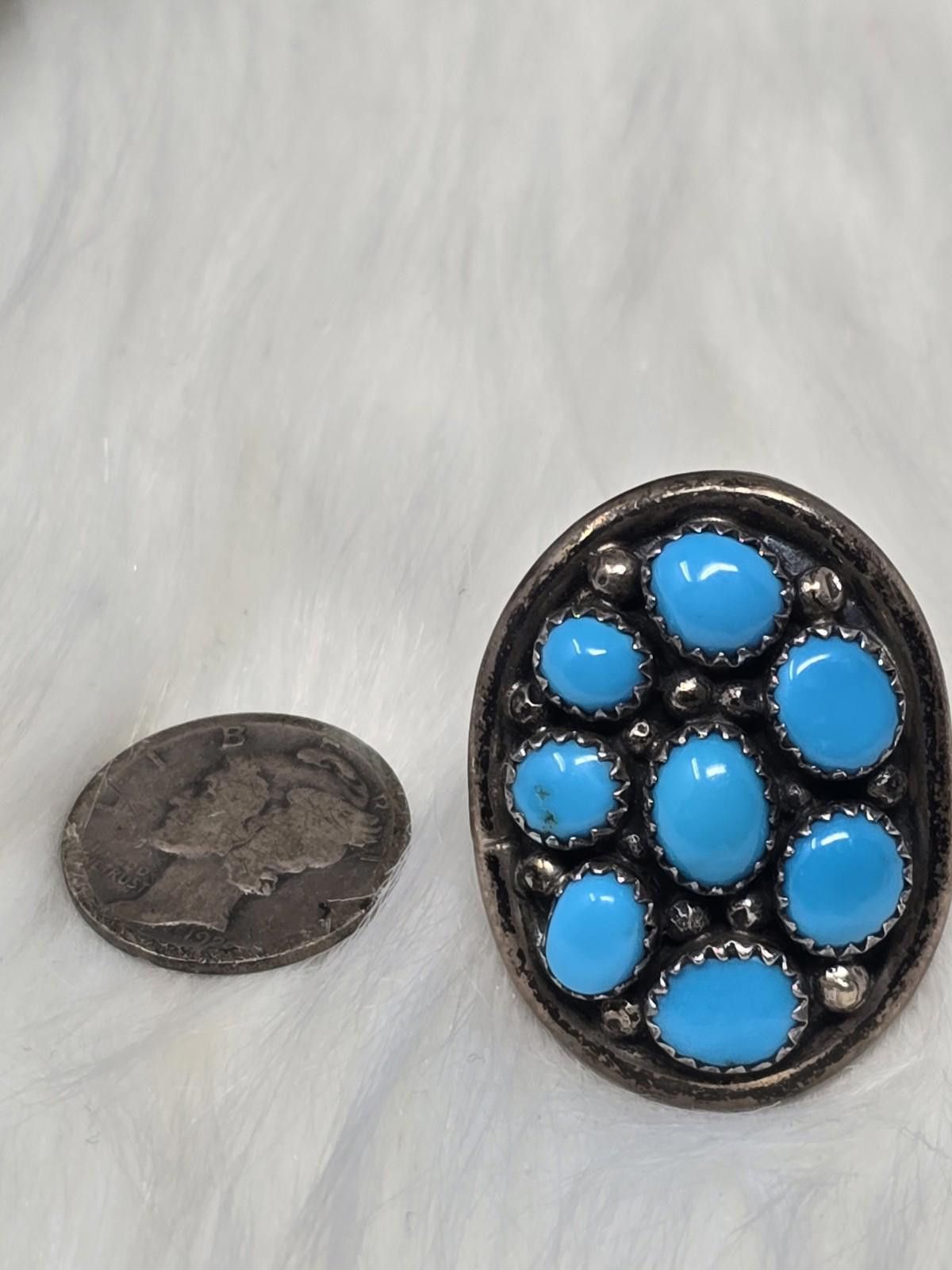 Other O Paquin OP 925 Silver Royston Turquoise Cluster Ring Size 6 Size ONE SIZE - 7 Thumbnail