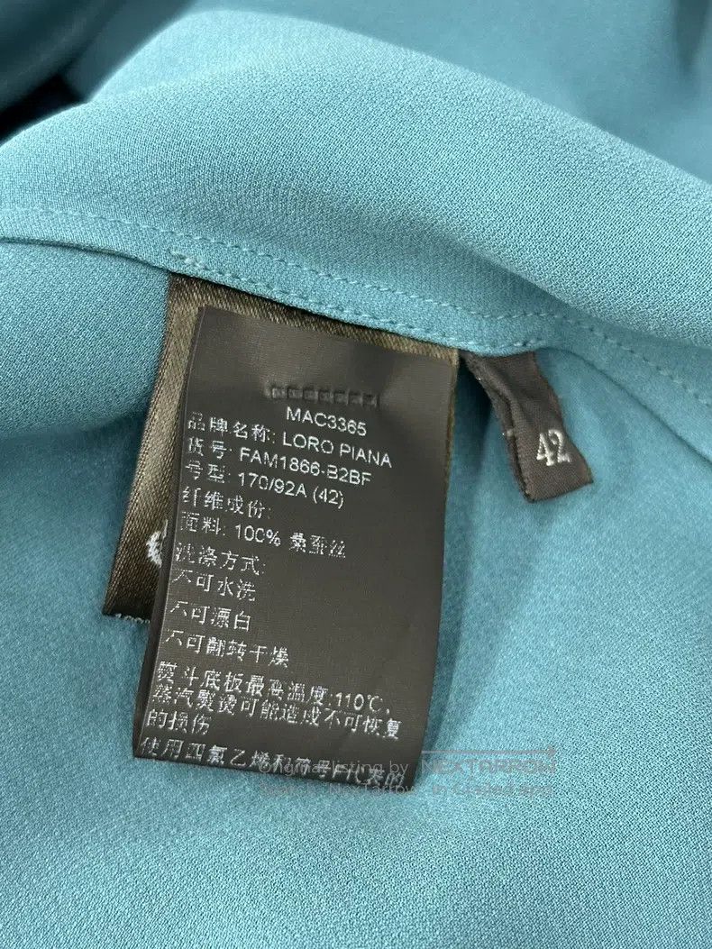 Loro Piana Loro Piana Blue Silk Collared V-Neck Long Sleeve Shirt Size S / US 4 / IT 40 - 5 Thumbnail