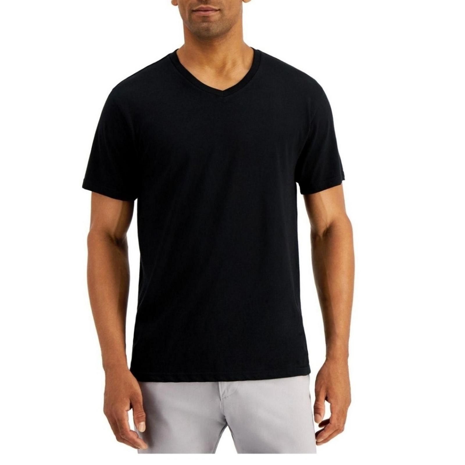 Alfani Alfani Black V Neck Tee, Set Of 5 Size US S / EU 44-46 / 1 - 1 Thumbnail