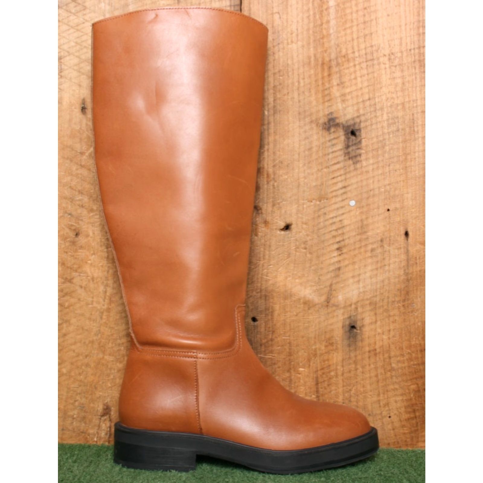 Mango VINTAGE MNG MANGO Cognac Brown Leather 16" Tall Riding Boots EUR 37 ≈ US 6.5 Size US 7 / IT 37 - 2 Thumbnail