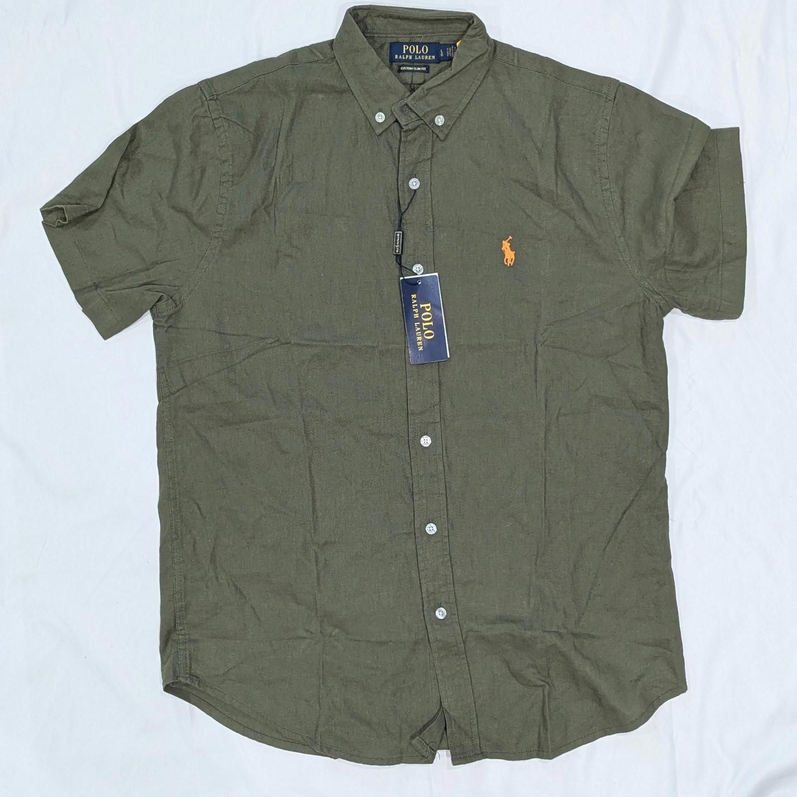 Polo Ralph Lauren Polo Ralph Lauren Custom Slim Fit Linen Shirt L Olive Green Size US L / EU 52-54 / 3 - 3 Thumbnail