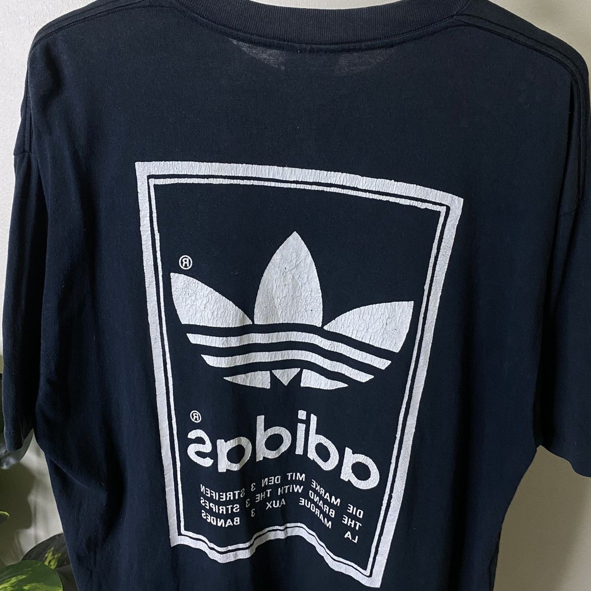 Adidas 1990s Adidas Double Sided Graphic Faded Black T Shirt Size US XL / EU 56 / 4 - 6 Thumbnail