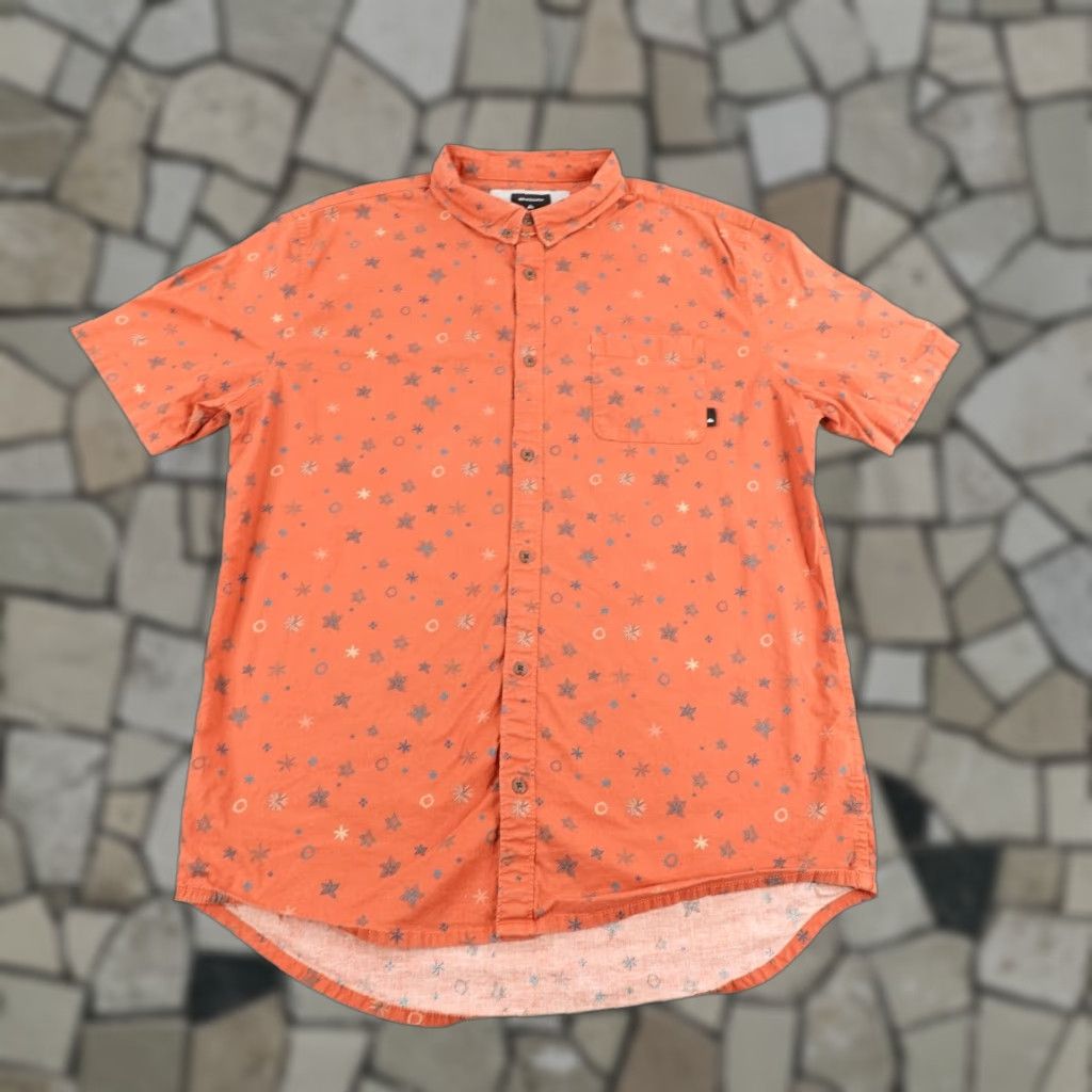 Quiksilver Quiksilver Shirt Mens Large Orange Button Up Floral Hawaiian Skater Surfer Aloha Size US L / EU 52-54 / 3 - 1 Thumbnail