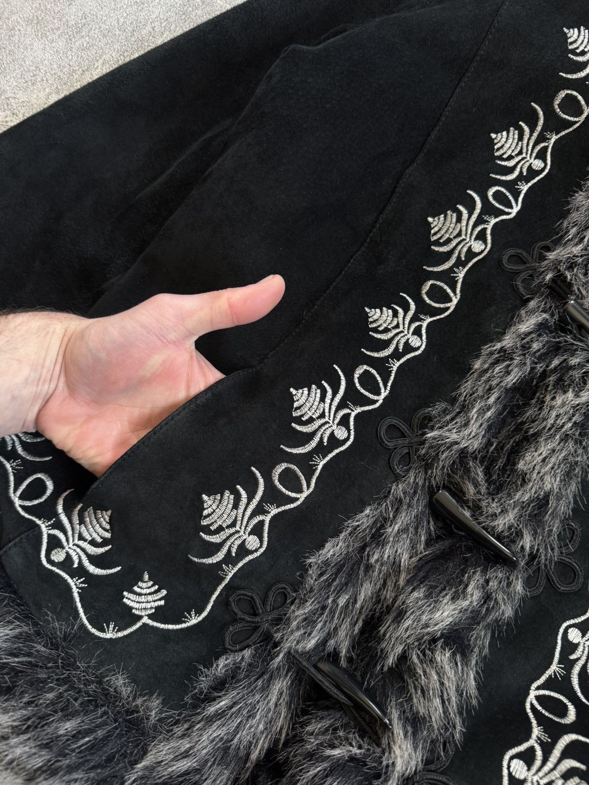 Miss Sixty Heine suede retro fur faux jacket coat black if six was nine Size XL / US 12-14 / IT 48-50 - 12 Thumbnail