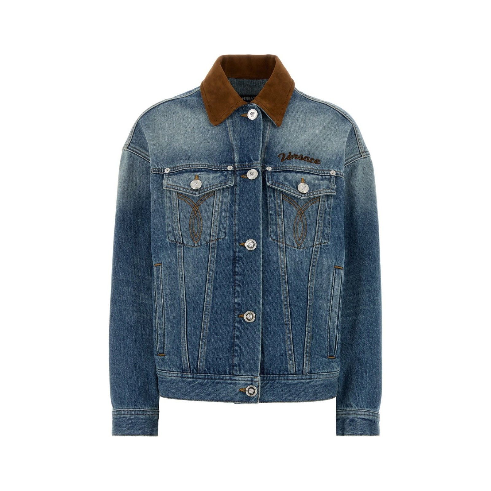 Versace Versace Blue Denim Jacket New & Authentic (Women's size:IT 3 Size XS / US 0-2 / IT 36-38 - 1 Thumbnail