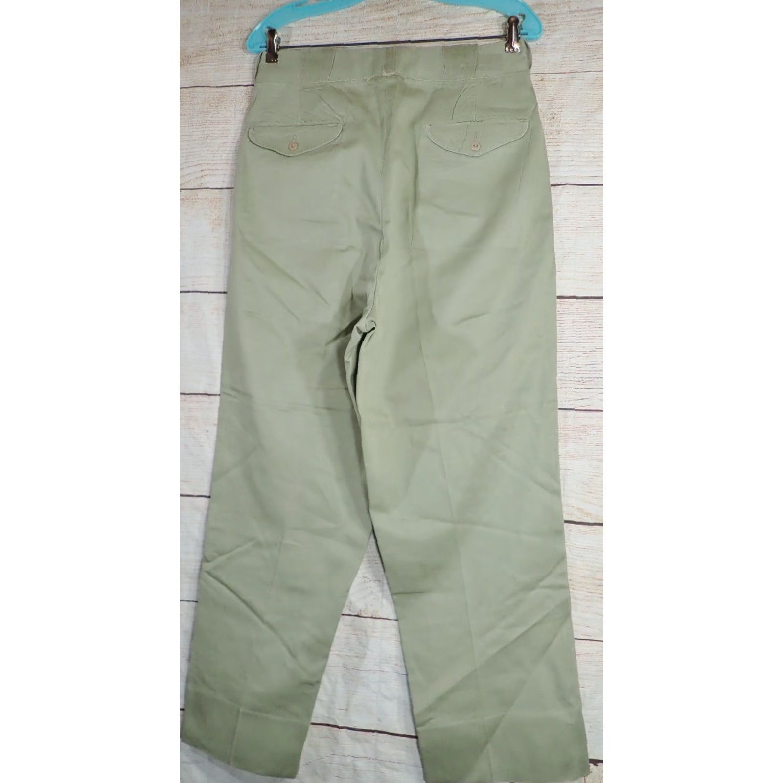 Vintage VINTAGE Gerber Uniforms Chino Pants 29x25 Regular Blue? 40s 50s USA Talon 42 Zipper Mens Workwear Distressed 5-Pocket Readable Measurements Size US 29 - 2 Thumbnail