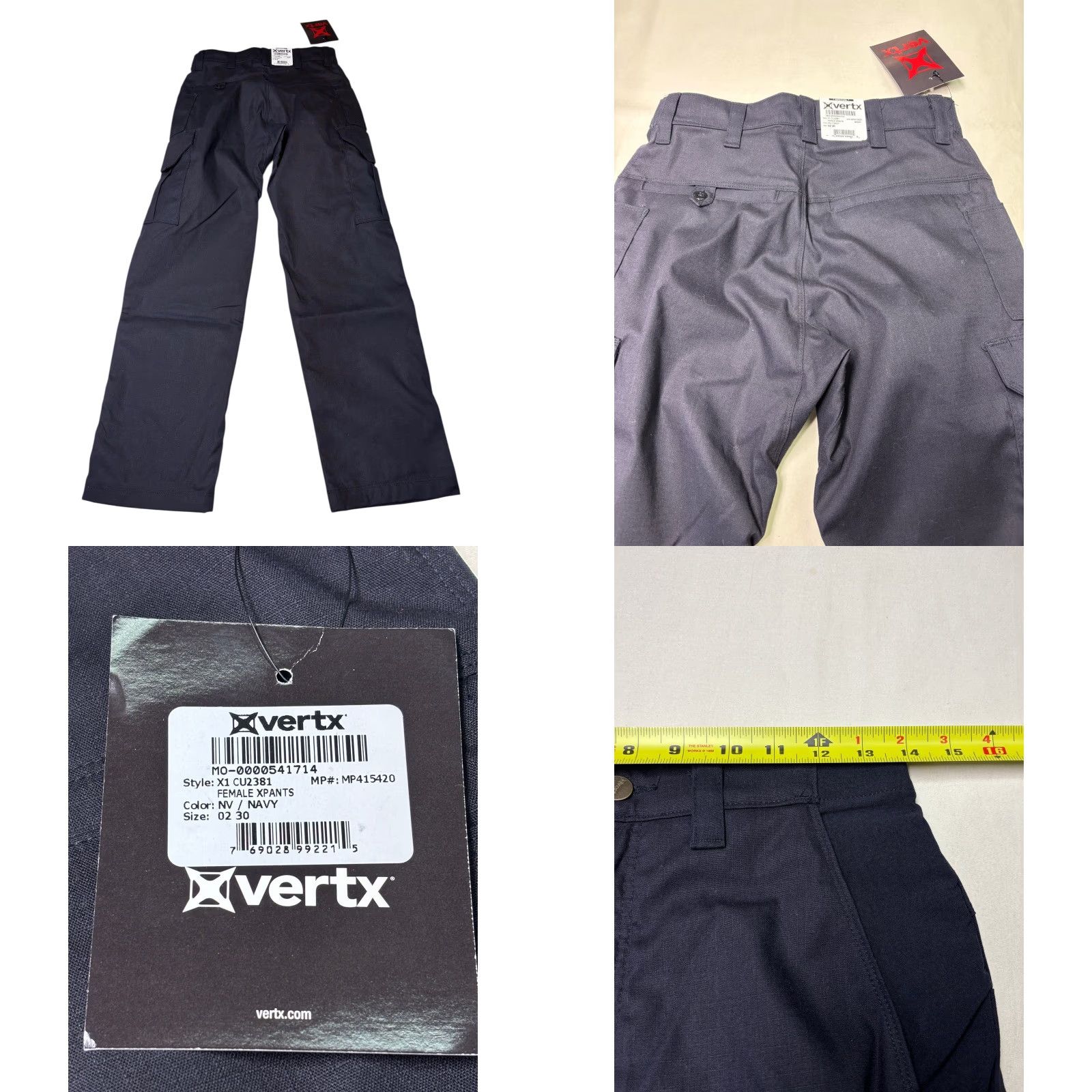 Vintage Vertx Women Cargo Pants X1CU2381 Navy Blue 30W30L/30Inseam Twill Straight Pockets Logo Button Zip Workwear Casual Womens Size 28" / US 6 / IT 42 - 8 Thumbnail