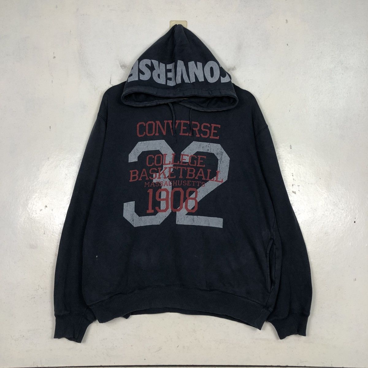 Vintage 📌Hoodie Pull Over Converse Big Logo Over Print Size US L / EU 52-54 / 3 - 3 Thumbnail