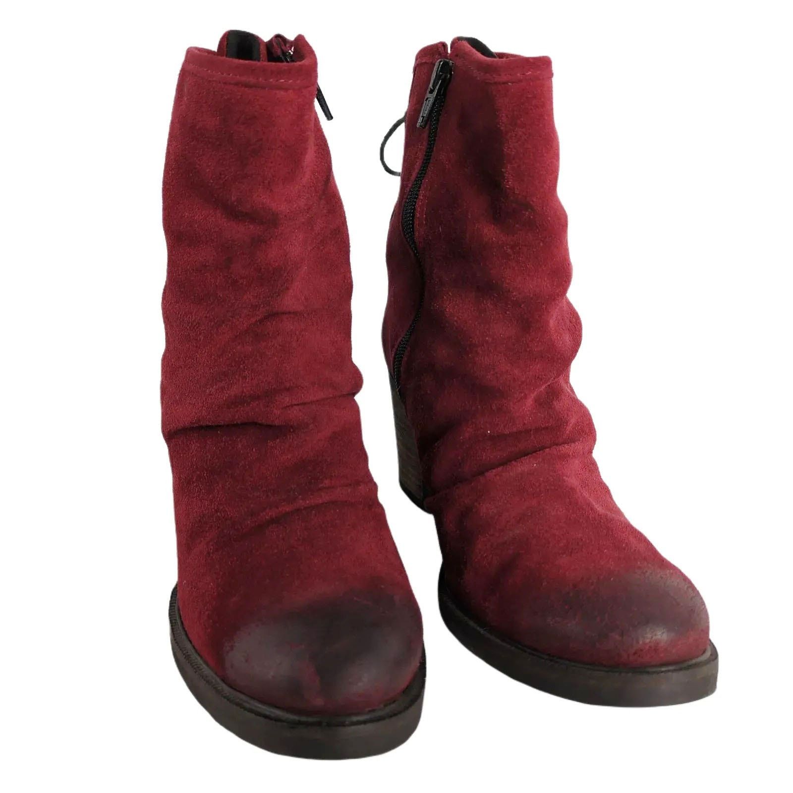 Other UK Bos & Co Barlow Women's 8 Red Suede Ankle Booties Size US 8 / IT 38 - 3 Thumbnail