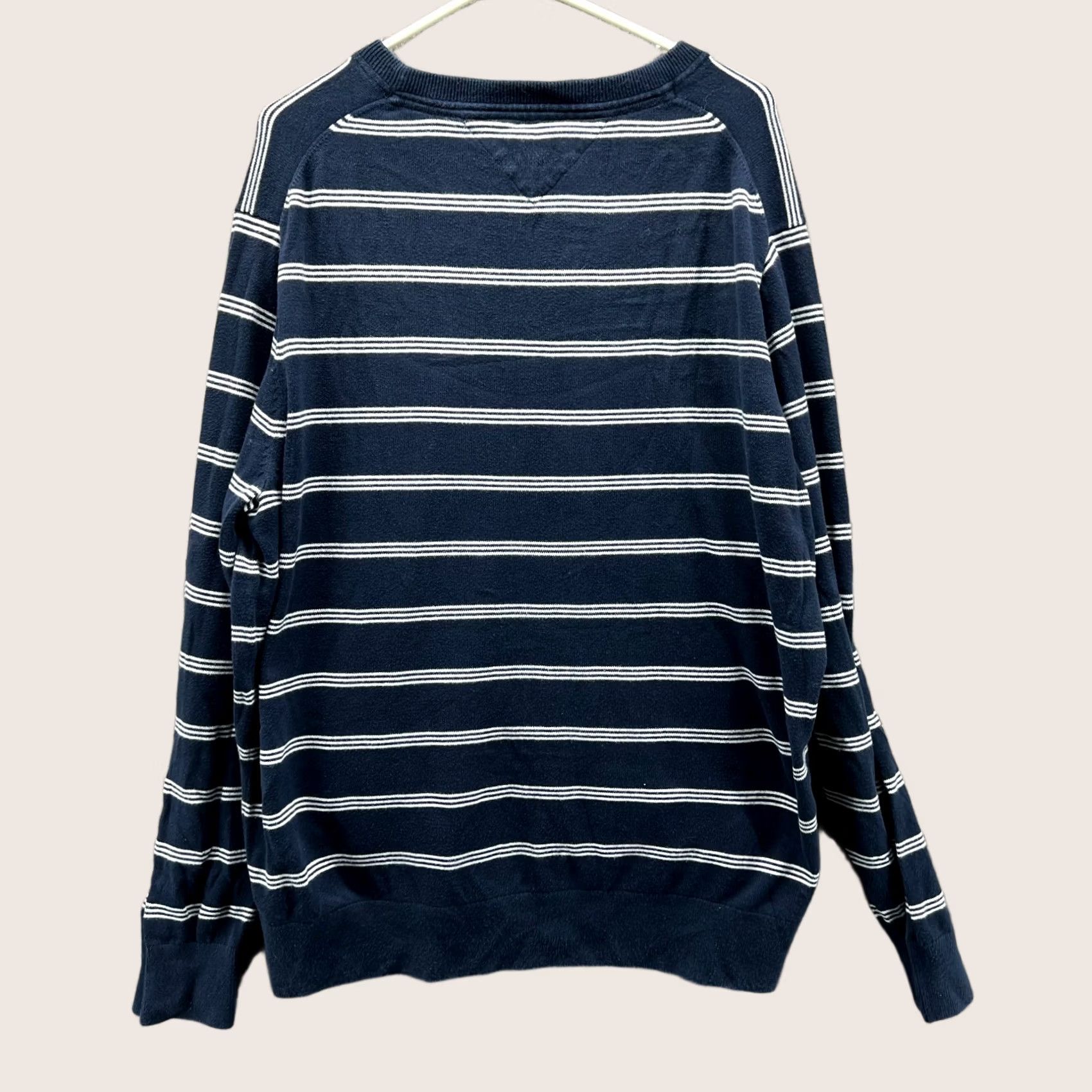 Tommy Hilfiger VINTAGE Tommy Hilfiger Sweatshirt Mens XXL Blue Striped Crewneck Pullover Pima Cotton Fleece Logo Size US XXL / EU 58 / 5 - 1 Thumbnail