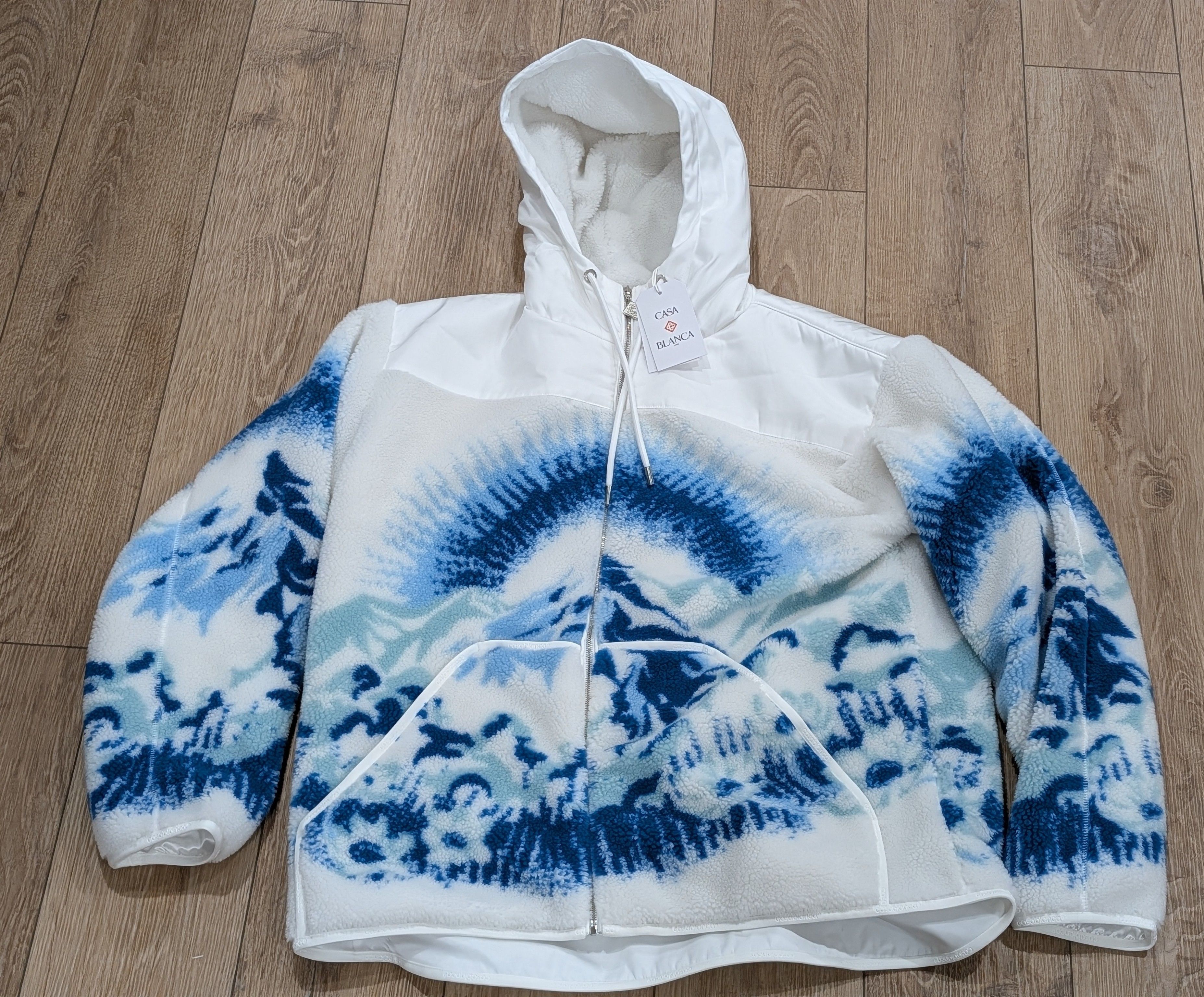 Casablanca Casablanca "Ski Print" Fleece Zip Up Hoodie White/Blue XL Size US XL / EU 56 / 4 - 1 Thumbnail