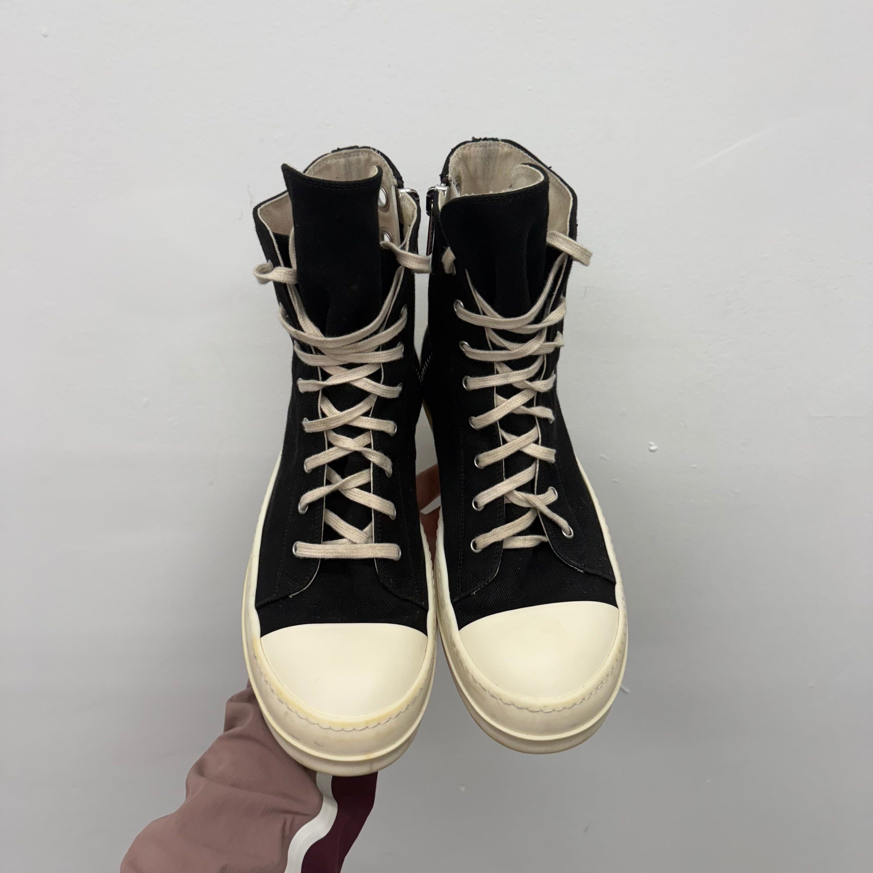 Rick Owens Rick Owens Ramone High Black Sneakers - Size 45 (US 12) Size US 11.5 / EU 44-45 - 2 Thumbnail