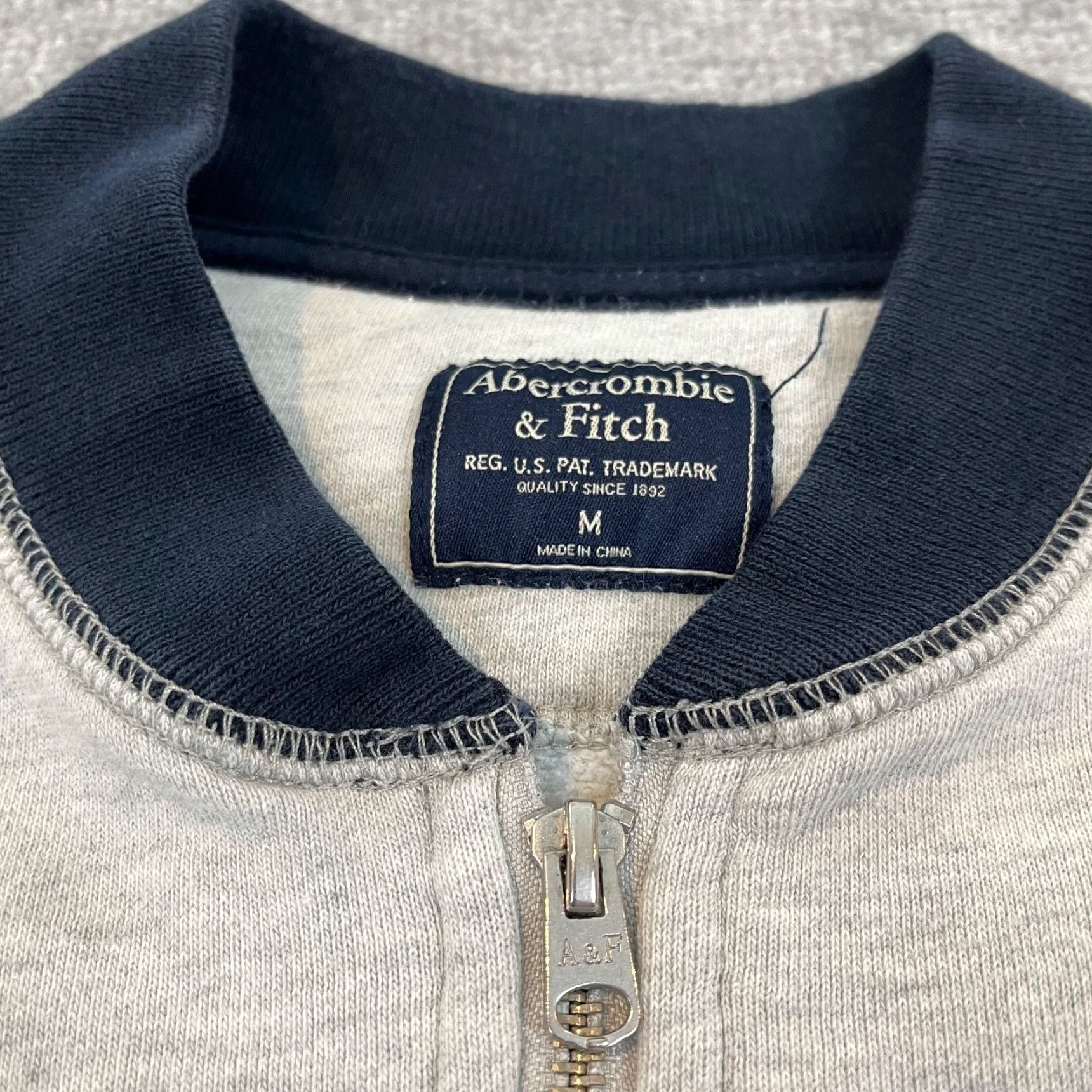 Abercrombie & Fitch Abercrombie & Fitch Mens Varsity Jacket Medium Gray Green Blue Cotton Blend Full Zip Baseball Letterman Casual Size US M / EU 48-50 / 2 - 5 Thumbnail