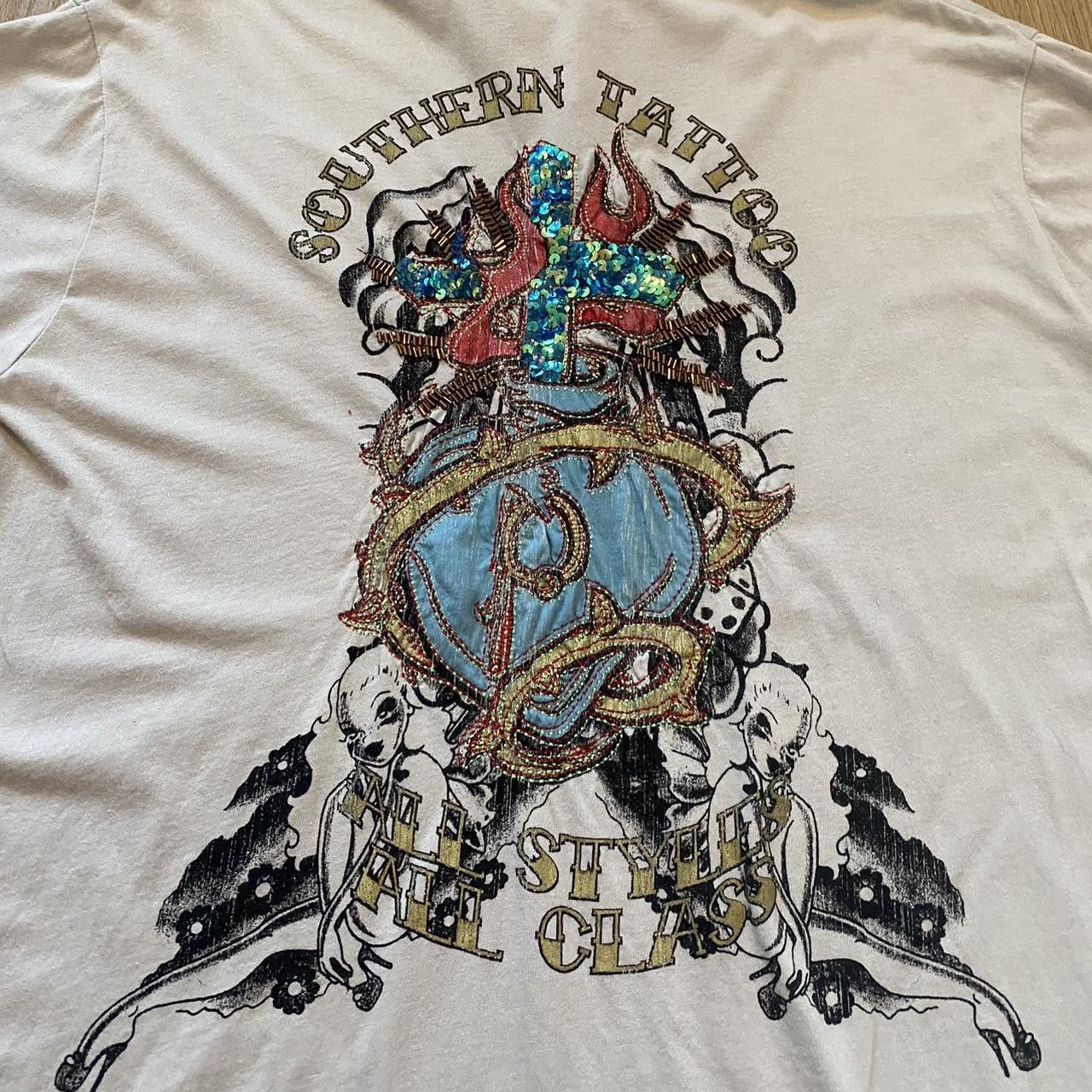 Other Cream Southern Tattoo polo shirt Vintage y2k Rock Size US L / EU 52-54 / 3 - 3 Thumbnail