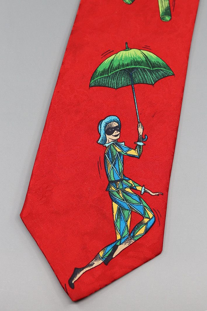 Other Gino Pilati Red Silk Tie with Harlequin Umbrella Print Size ONE SIZE - 1 Thumbnail