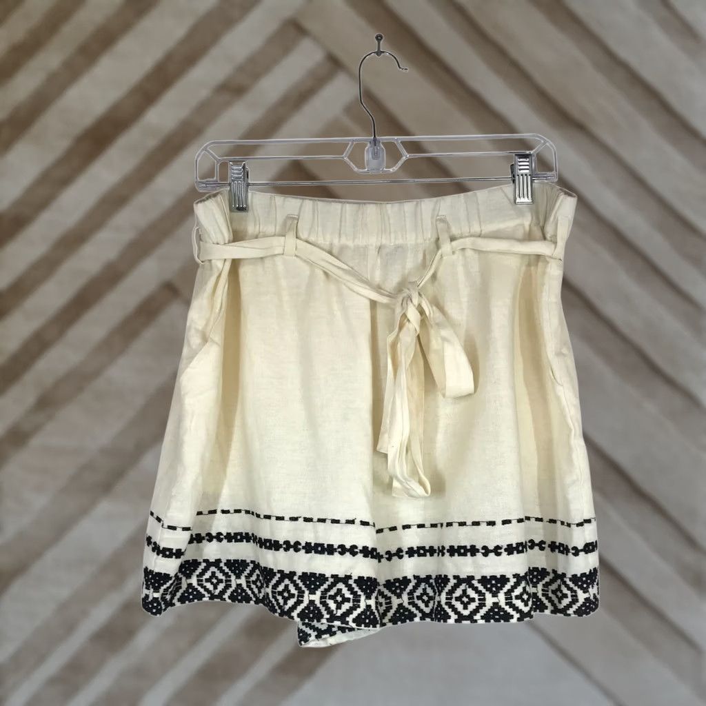 Lucky Brand LUCKY BRAND Women's L Beige LINEN BLEND BELTED SHORTS Size 36" / US 14 / IT 50 - 1 Thumbnail