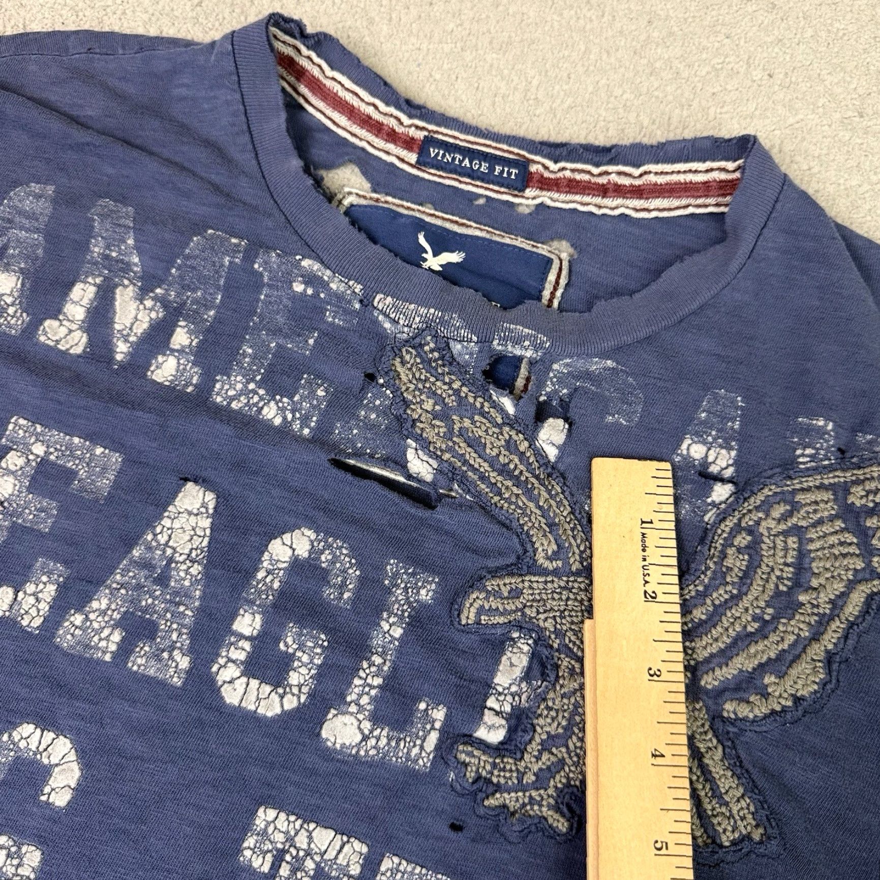 Vintage VINTAGE American Eagle T Shirt Adult XL Blue Embroidered Distressed Rare AE Size US XL / EU 56 / 4 - 6 Thumbnail