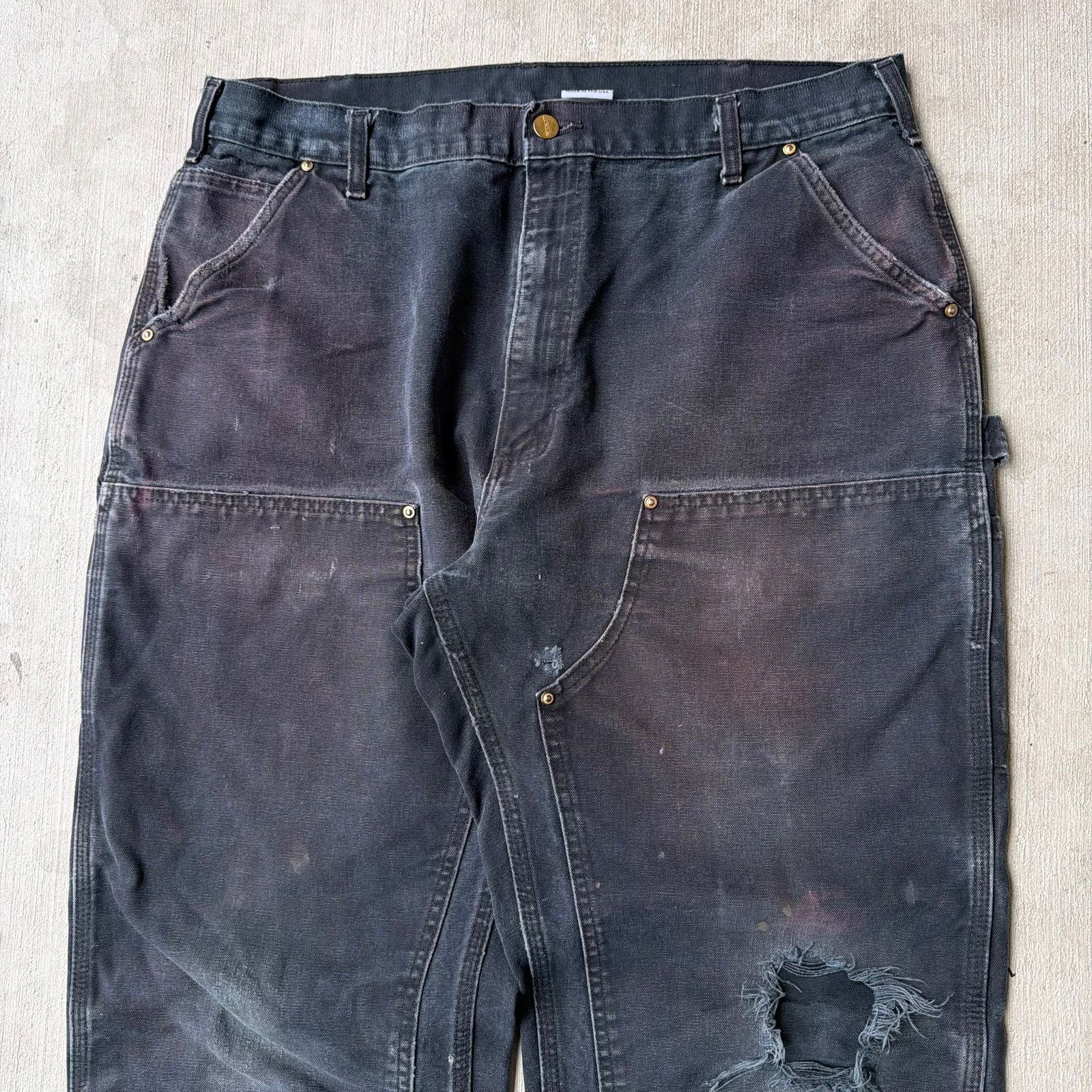 Carhartt × Vintage Vintage Y2K Carhartt black double knee work carpenter pants Size US 37 - 2 Thumbnail