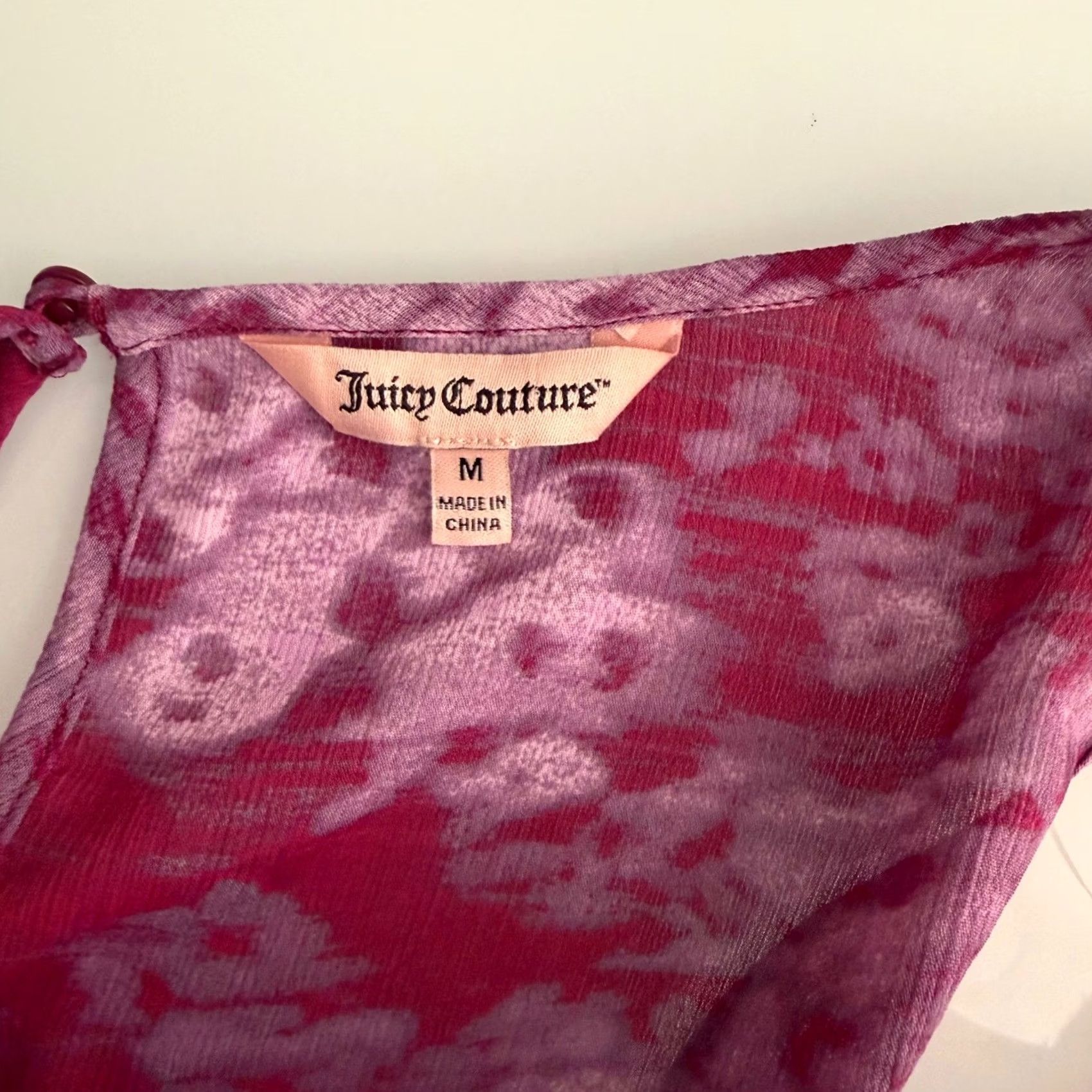Juicy Couture Juicy Couture Blouse Sleeveless Round Neck Pink Abstract Floral Rhinestone Sheer M Womens High-Low Hem Summer Casual Party Cocktail (Adult) Womens Size M / US 6-8 / IT 42-44 - 6 Thumbnail