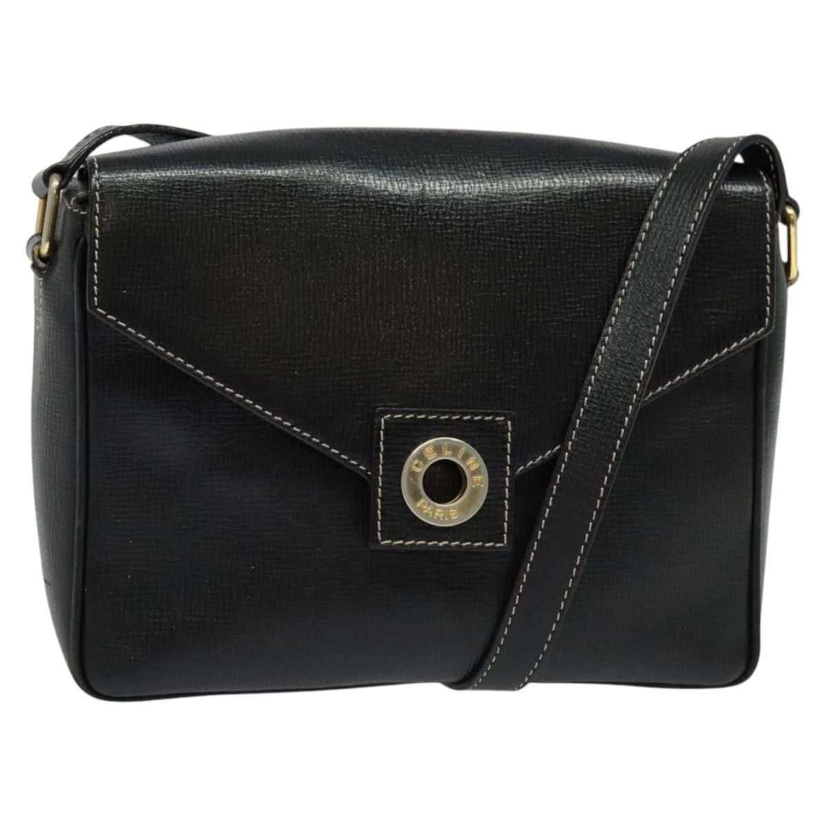 Celine CELINE Shoulder Bag Leather Black Gold Size ONE SIZE - 1 Thumbnail