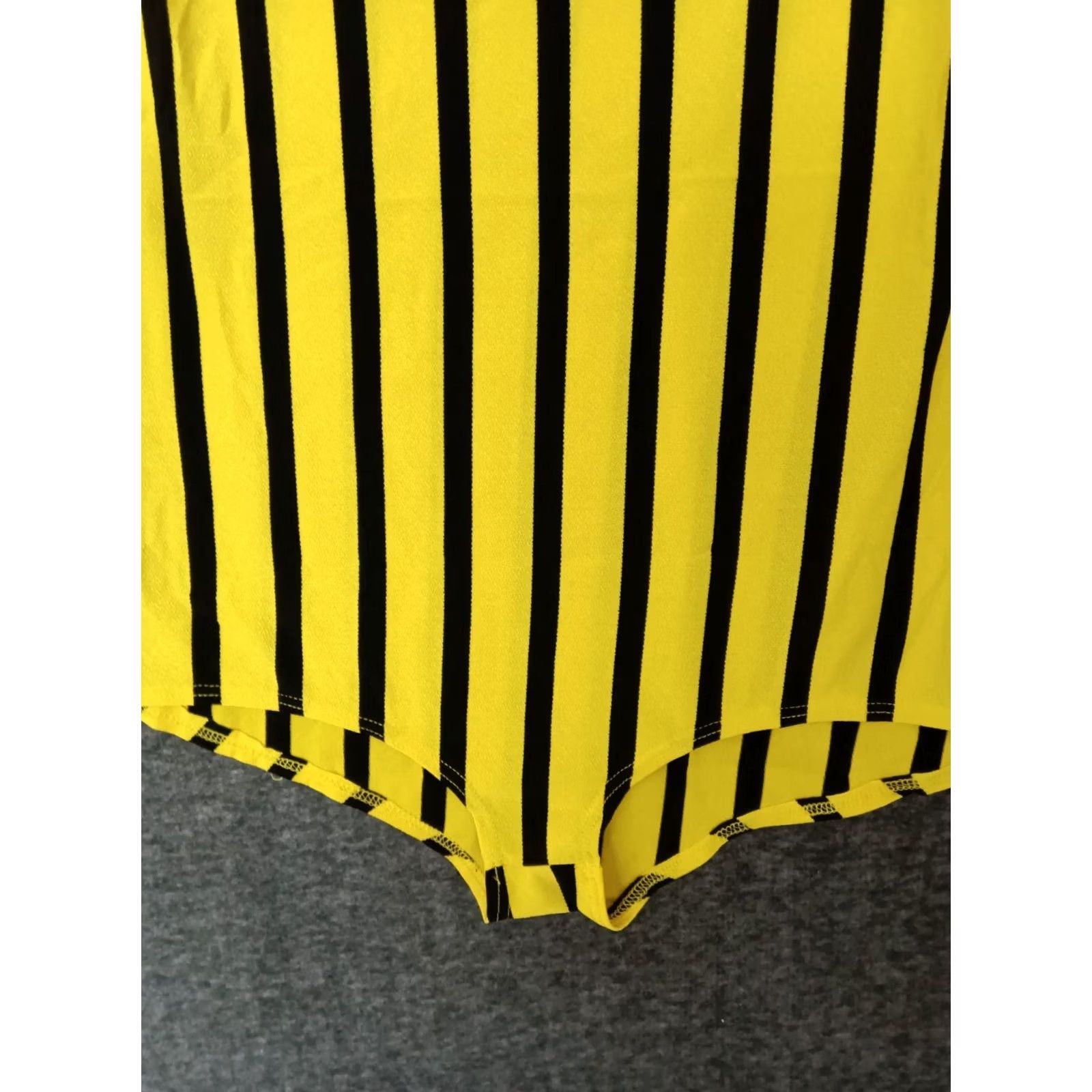 Vintage Codigo Women's One Piece Black Yellow Striped Swimsuit L Size ONE SIZE - 7 Thumbnail
