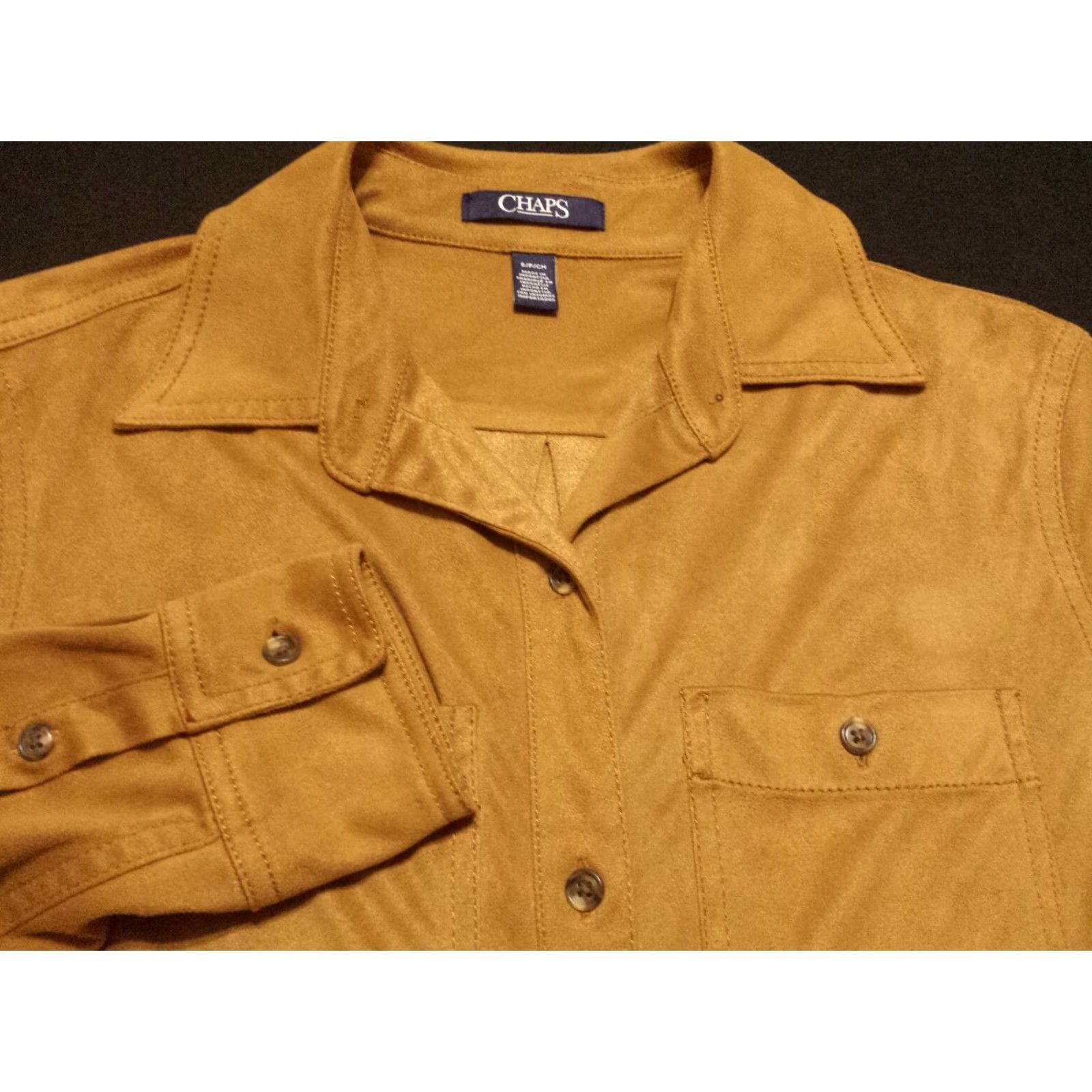 Chaps Chaps Shirt Long Sleeve Button-Front Solid Beige Velvet Polyester Adult Small Womens Button-Down Shirt Beige Velvet Polyester 90s Event? Size S / US 4 / IT 40 - 2 Thumbnail