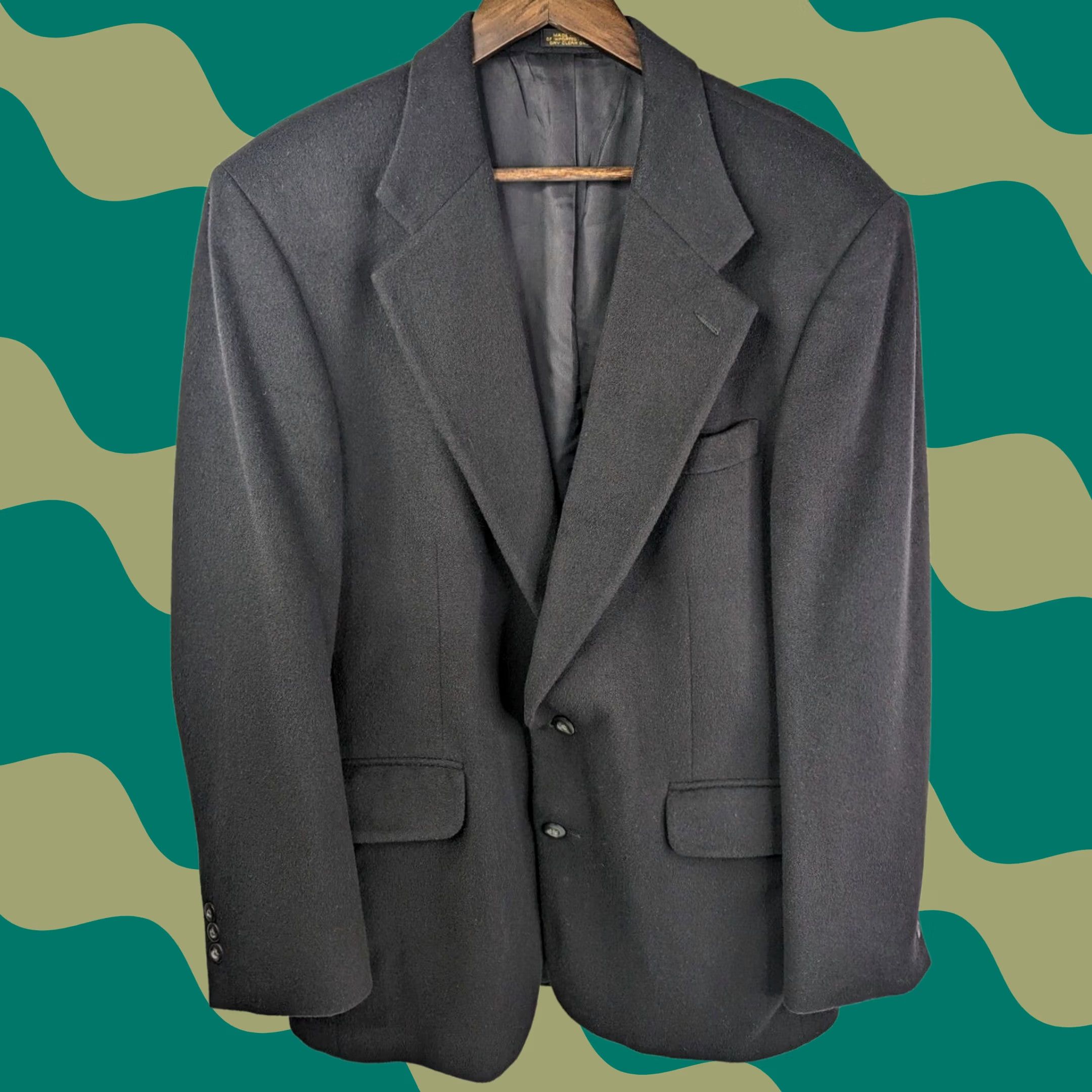 Vintage Robert Stock Black Blazer 2 Button Sport Coat Men’s 40 Reg Size 40R - 1 Thumbnail