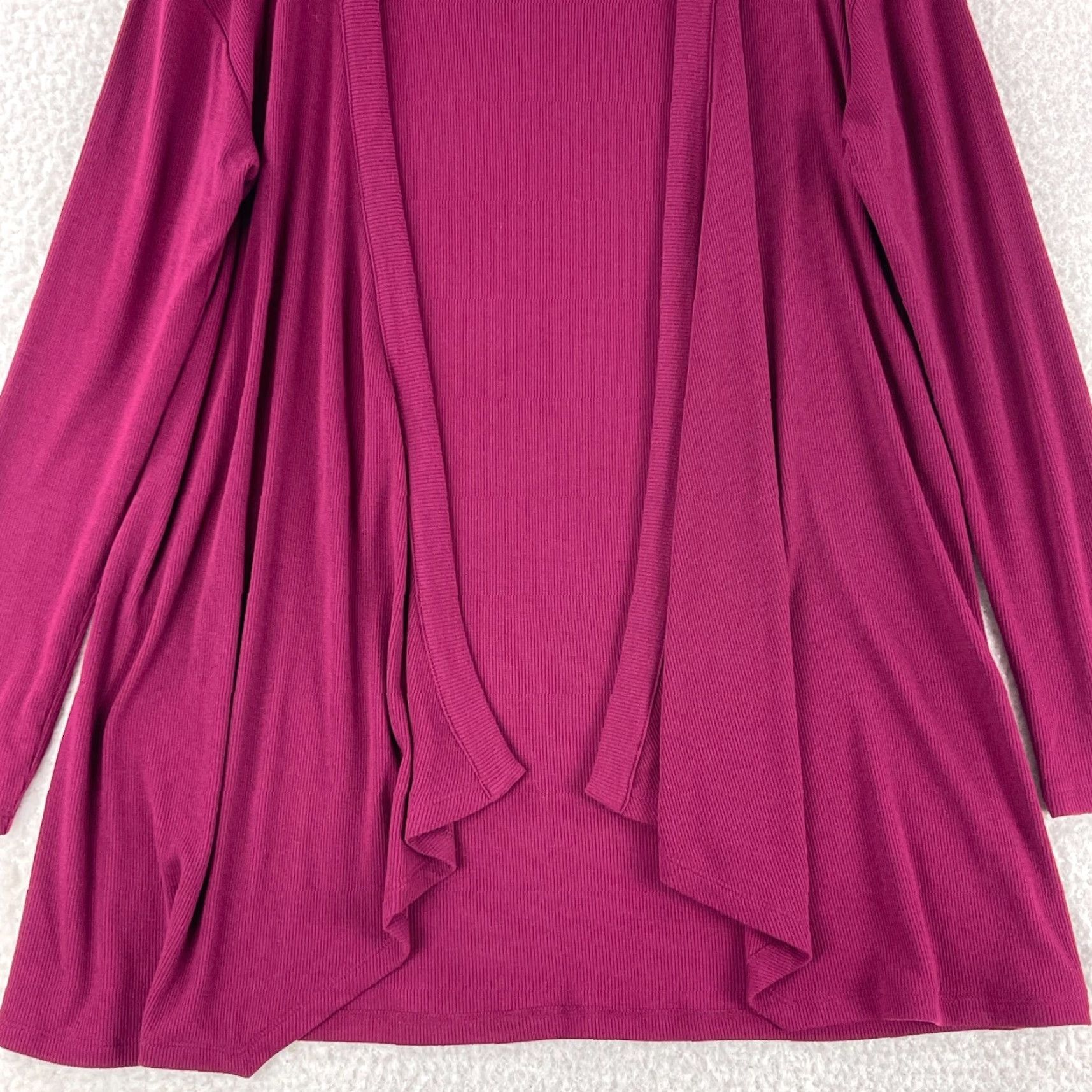 J. Jill J. Jill Cardigan Womens Medium Maroon Ribbed Long Sleeve Open Draped Front Knit Size M / US 6-8 / IT 42-44 - 4 Thumbnail