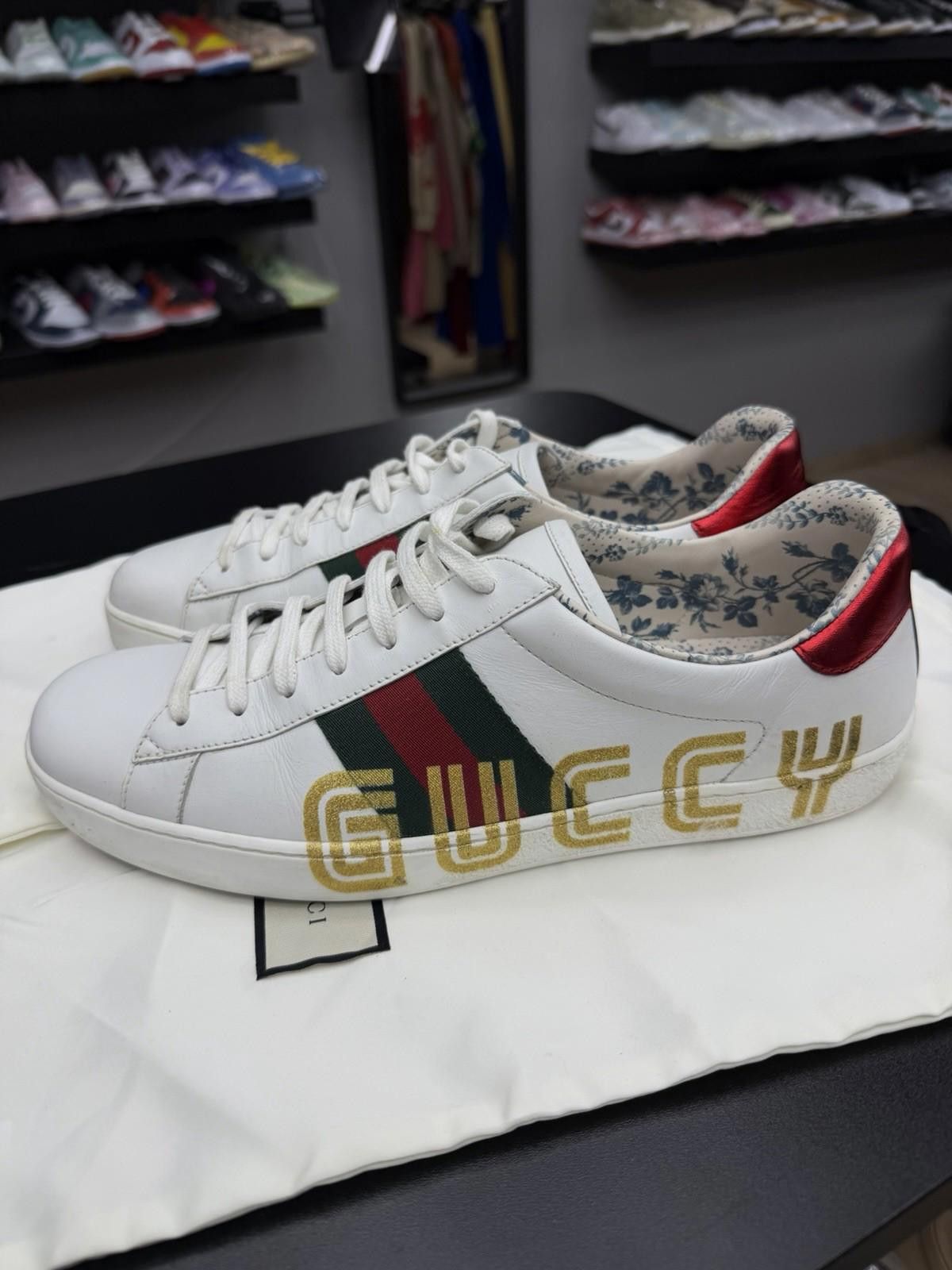 Gucci Gucci Ace Sneakers Men White Logo Leather Low Top 11G/11.5US Size US 11.5 / EU 44-45 - 5 Thumbnail