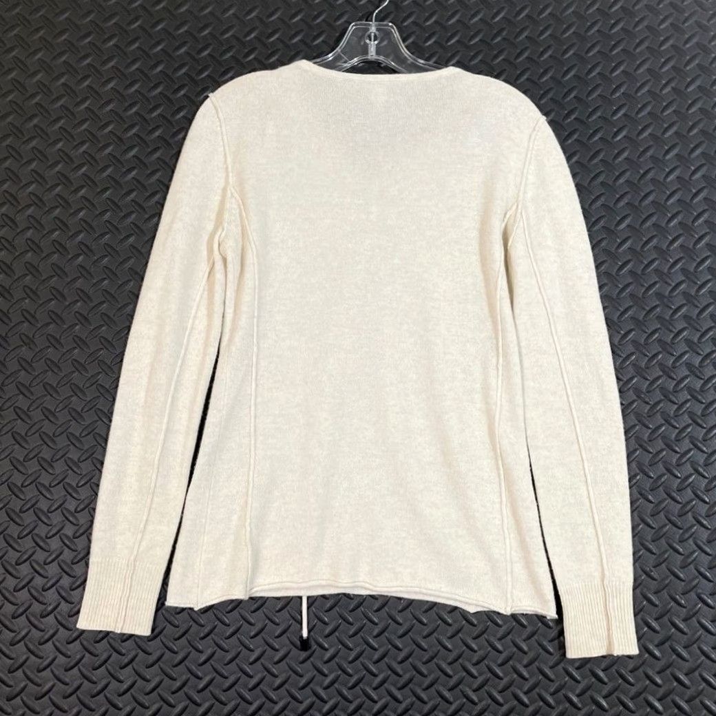Autumn Cashmere Autumn Cashmere Blouse Women Medium Cream 100% Cashmere Tie Up V-Neck Long Sleeve Shirt Size M / US 6-8 / IT 42-44 - 3 Thumbnail