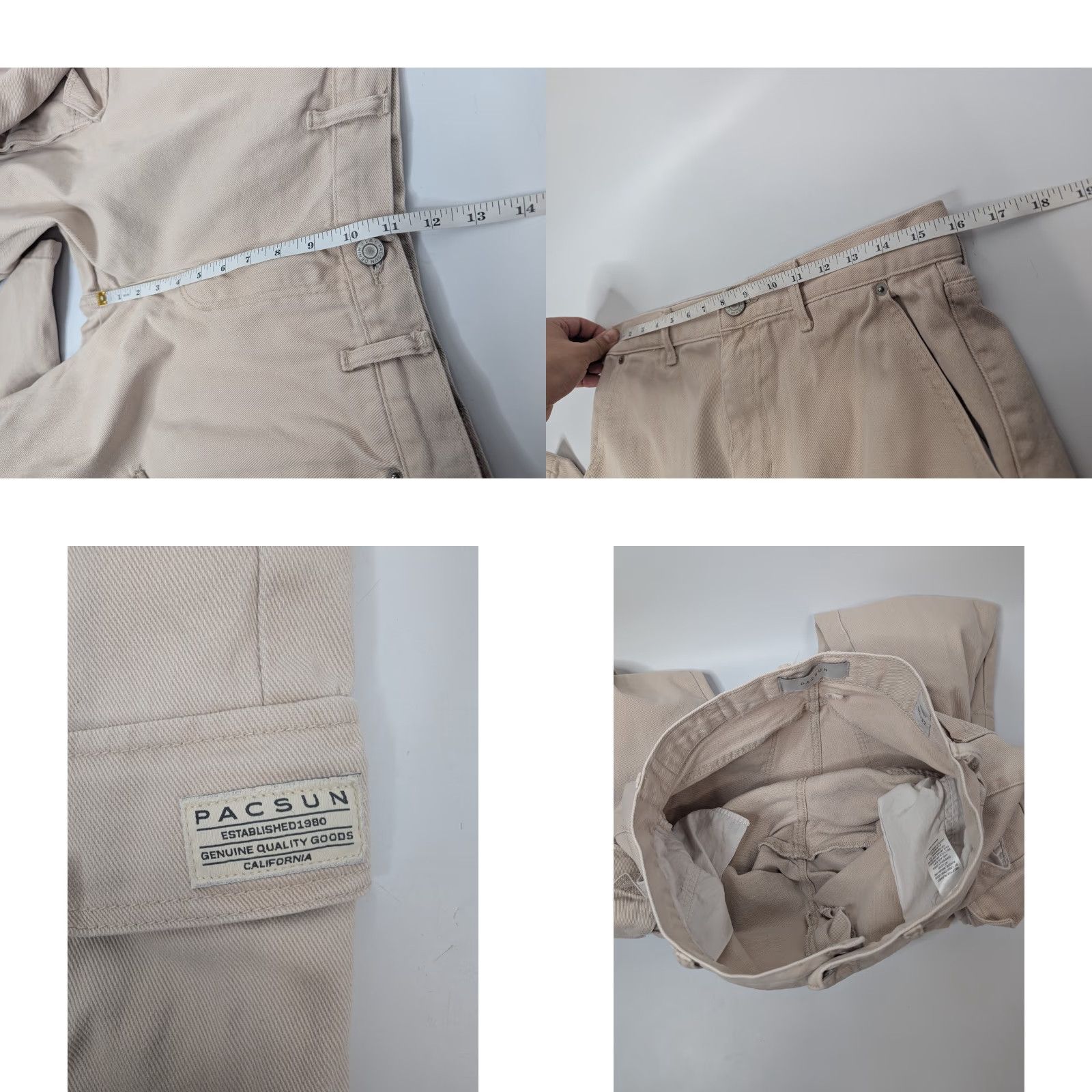 Pacsun Pacsun Cargo Convertible Pants Baggy Wide-Leg Denim Men Regular 30x32 Ivory Cotton Zipper Pockets 100% Cotton Y2K Vintage No Size US 32 / EU 48 - 8 Thumbnail