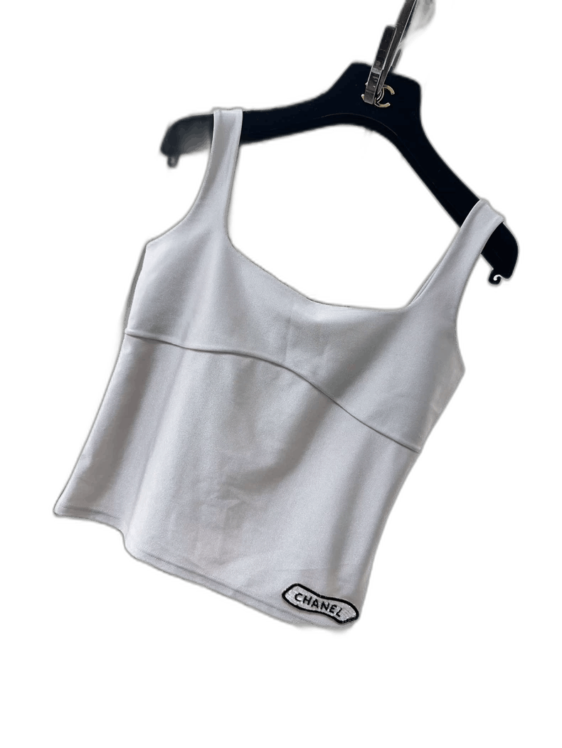 Chanel Chanel Silver Grey Embroidered Tank Top Size S / US 4 / IT 40 - 1 Thumbnail