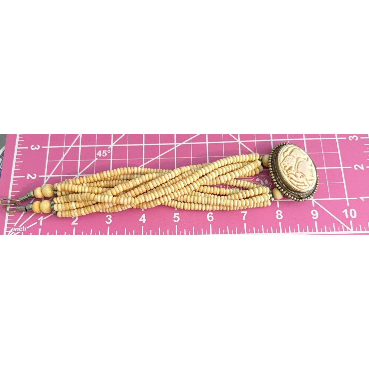 Other Vintage Bovine Bone Etched Pendant Necklace Beads Elephant L Size ONE SIZE - 7 Thumbnail