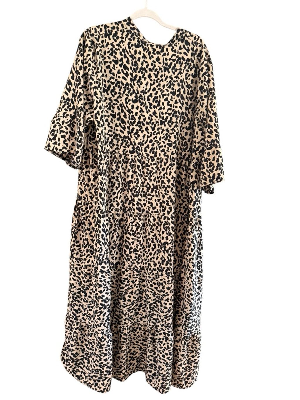 The Unbranded Brand Women's Unbranded Midi Dress Plus 3X Beige Black Leopard Pri Size 3XL / US 20-22 - 3 Thumbnail