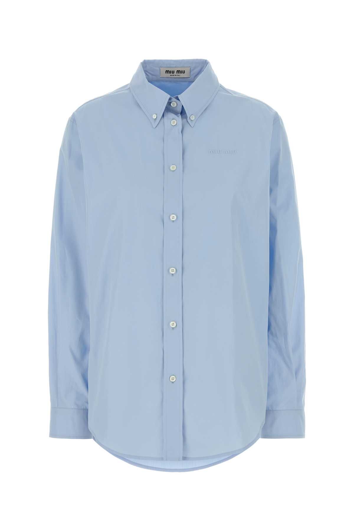 Miu Miu Light-Blue Poplin Shirt Size XS / US 0-2 / IT 36-38 - 1 Thumbnail