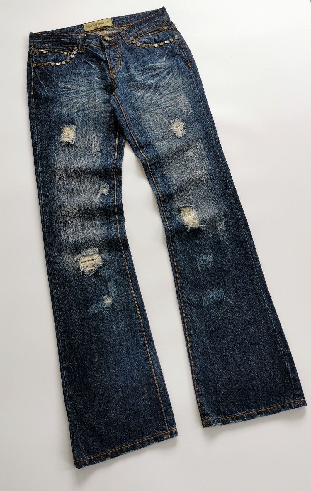 Japanese Brand Bootcut Butterfly Eight by Gold Label Jeans Kapital insp Size US 30 / EU 46 - 3 Thumbnail