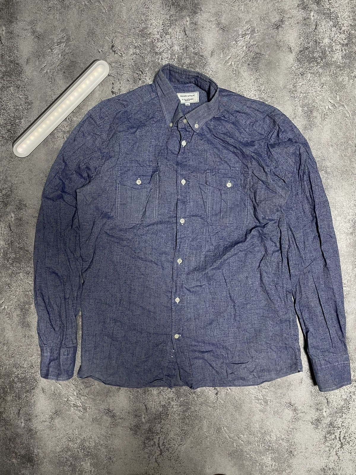 Maison Kitsune Maison Kitsune Striped Logo Button Up Shirt Size US M / EU 48-50 / 2 - 1 Thumbnail