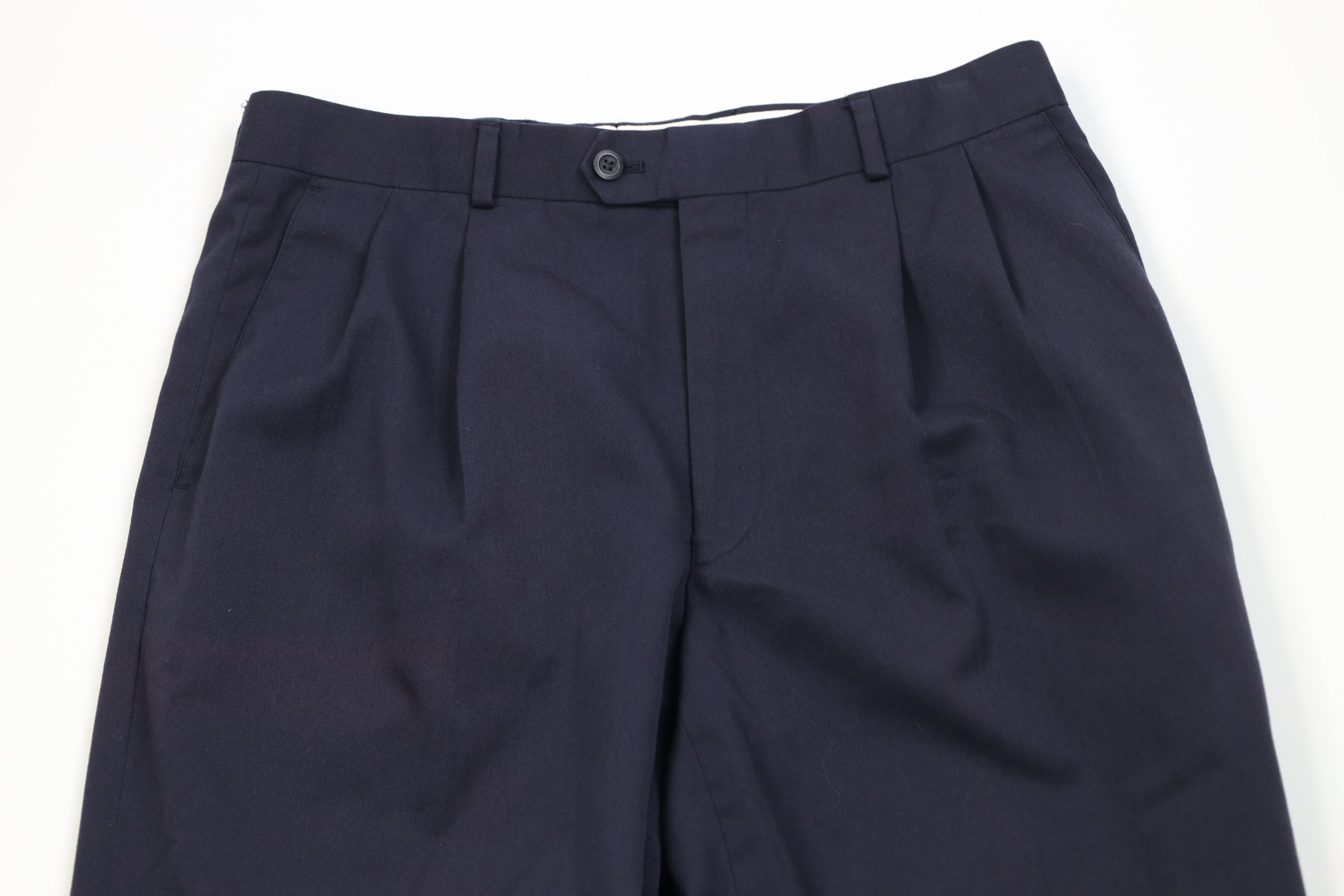 Vintage Vintage 90s Gabardine Knit Wide Leg Chino Pants Navy Blue Size US 32 / EU 48 - 2 Thumbnail