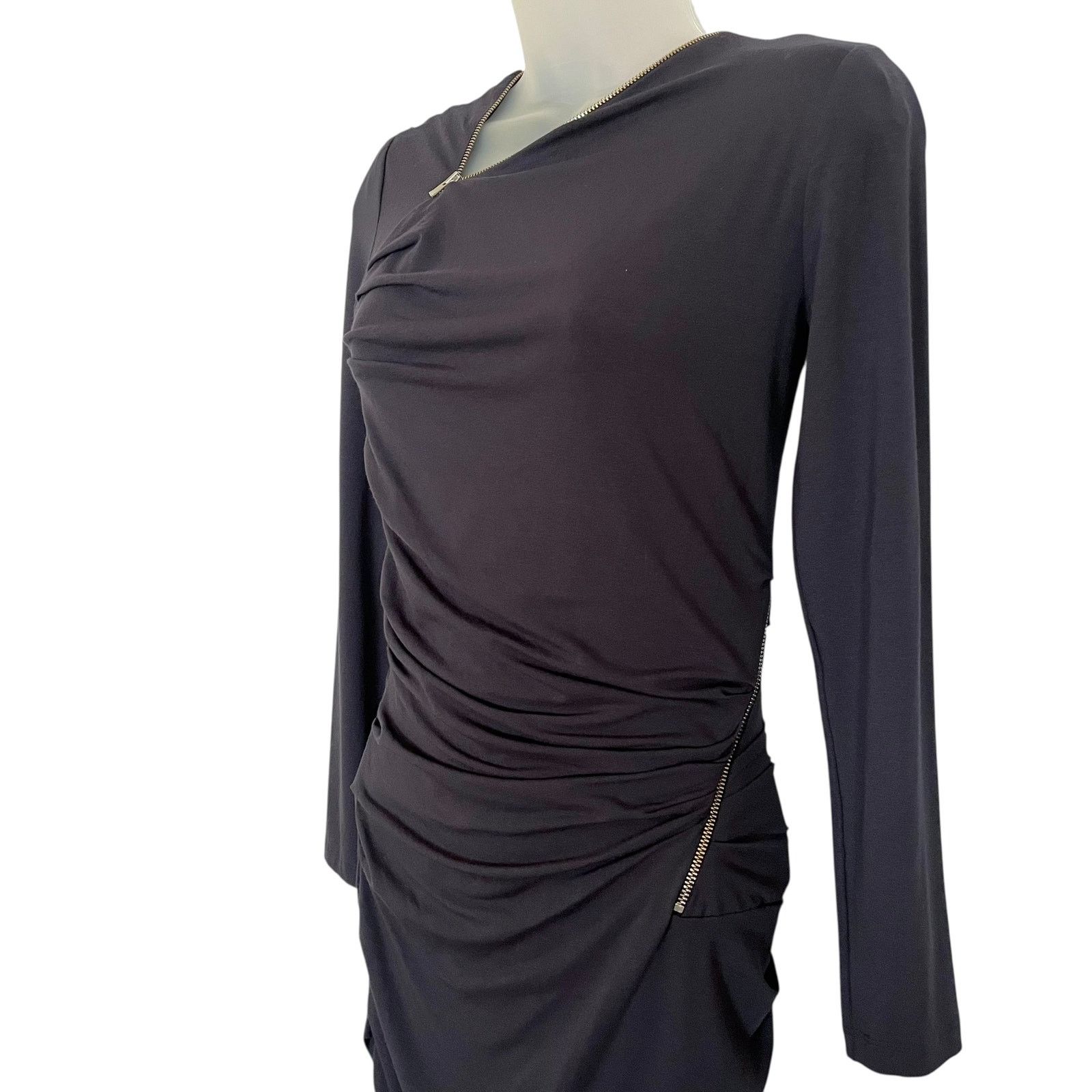 Maje Maje Rouage Dark Blue Asymmetric Zipper Bodycon Mini Dress Size M / US 6-8 / IT 42-44 - 9 Thumbnail