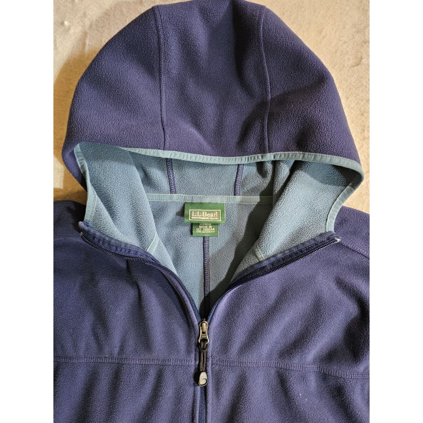 Vintage LL Bean Classic Blue Slightly Fitted Hooded Full Zip Fleece Jacket Mens Lg Reg Size US L / EU 52-54 / 3 - 3 Thumbnail