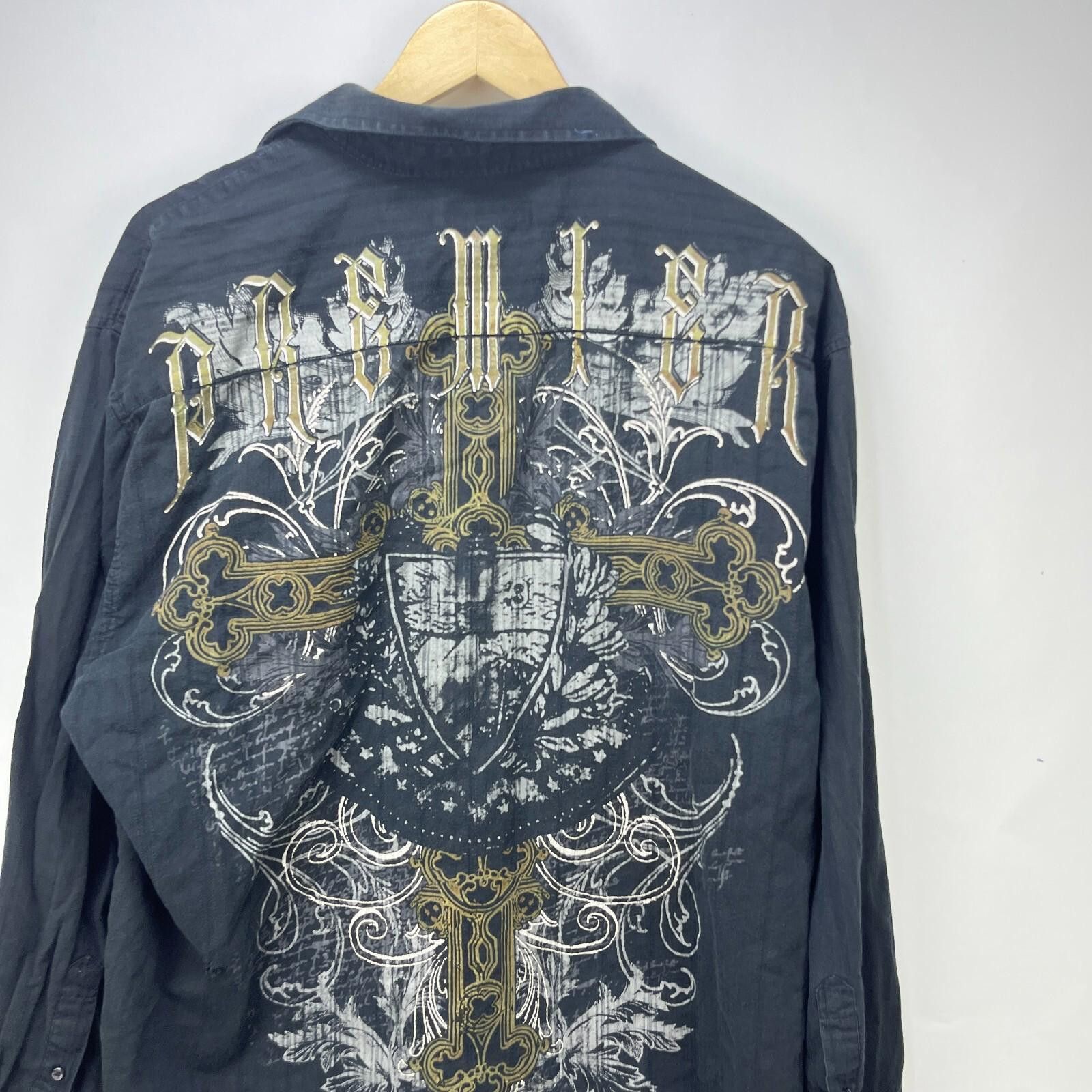Vintage Vintage Cross MMA Y2K Affliction Button-Up Shirt 2XL Size US XXL / EU 58 / 5 - 2 Thumbnail