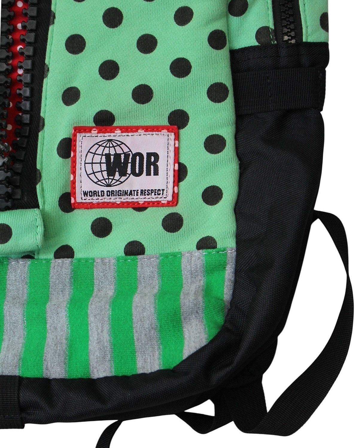 Japanese Brand 2000S HOODED BACKPACK BY WOR – GREEN POLKA DOTS Size ONE SIZE - 9 Thumbnail