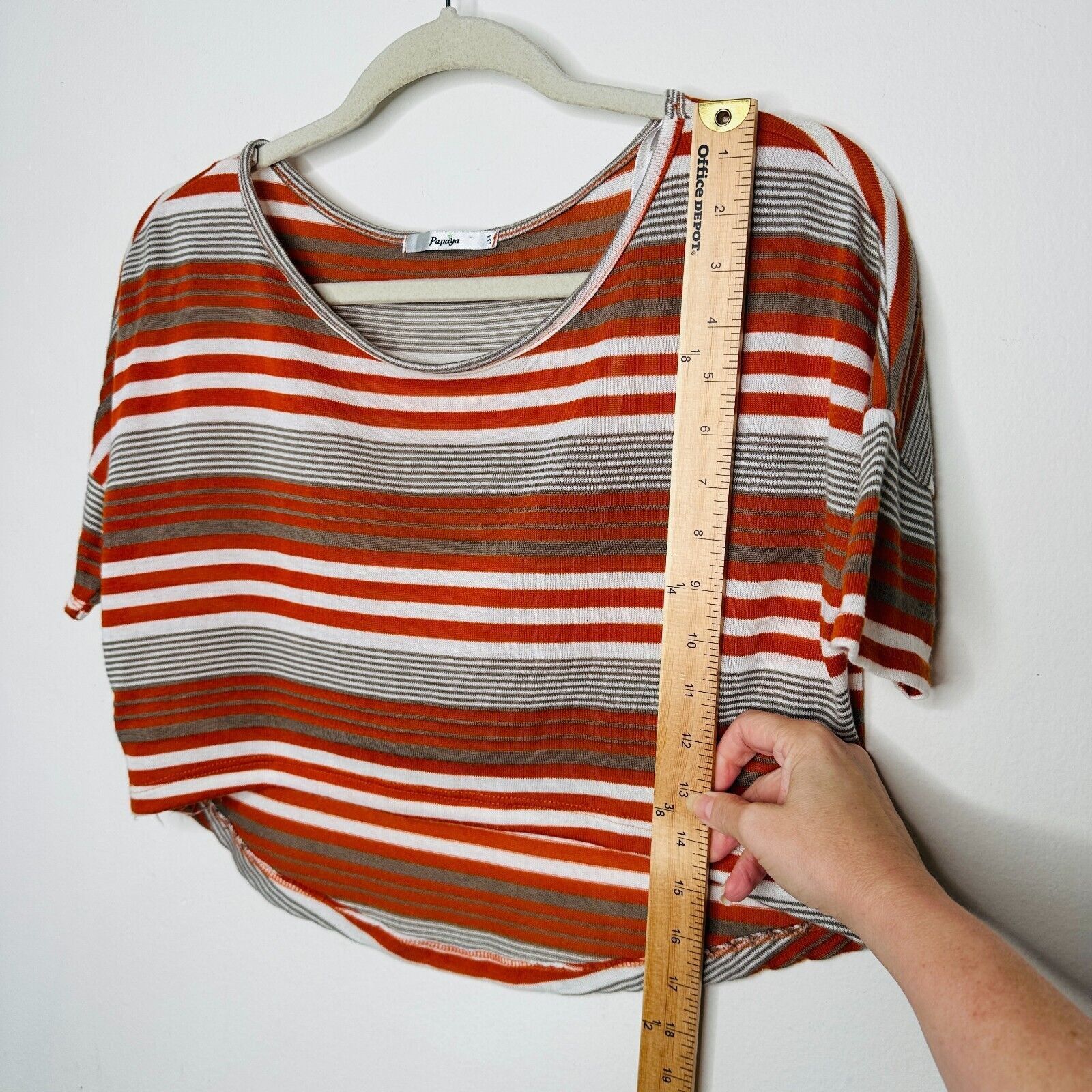 Other Papaya Casual Striped Short Sleeve Crop Scoop Neck Tee M Size M / US 6-8 / IT 42-44 - 13 Thumbnail