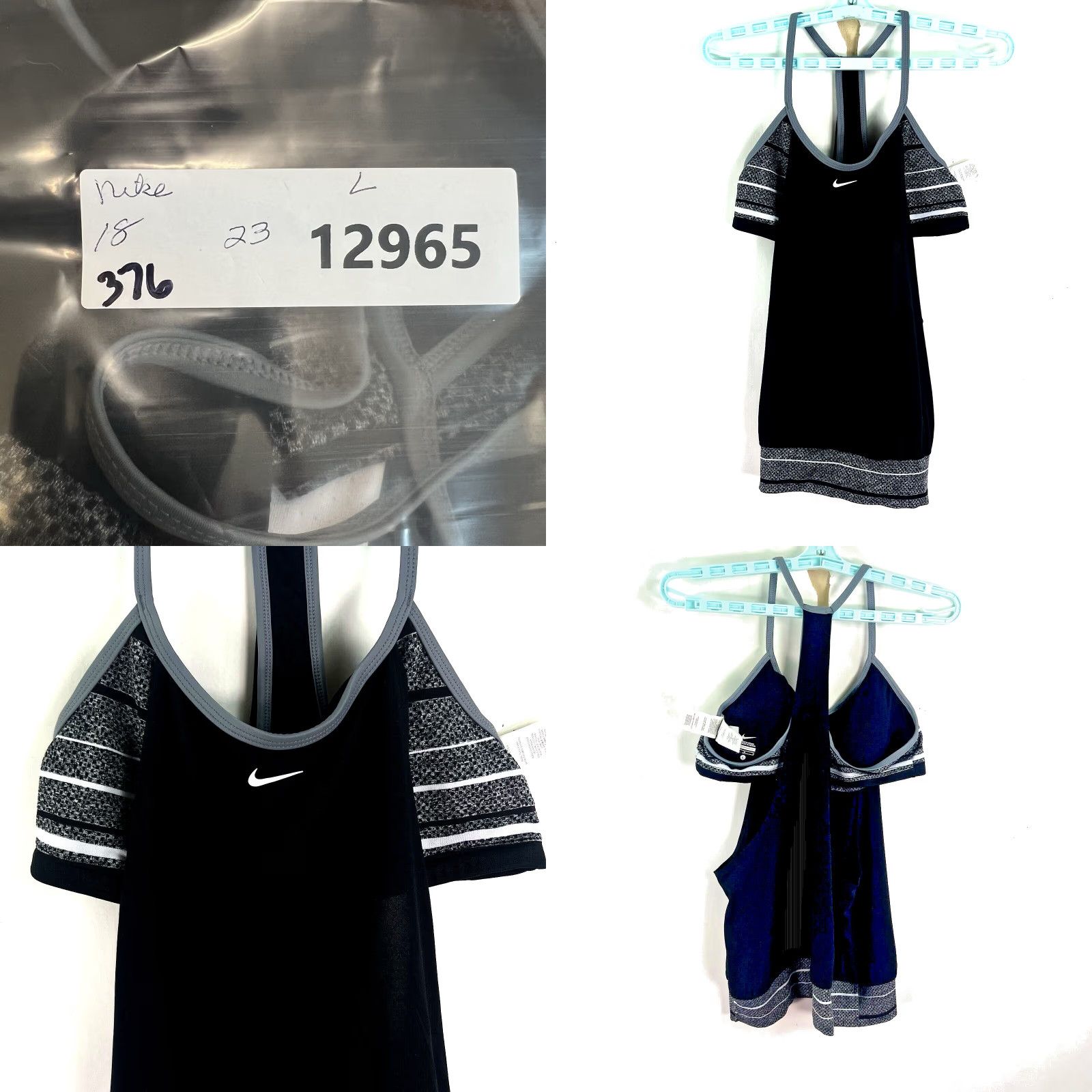 Nike Nike Women's Racerback Black Athletic Top Shirt L Striped Tank Pullover Logo Sports Sleeveless - Activewear (Nike) Size L / US 10 / IT 46 - 8 Thumbnail
