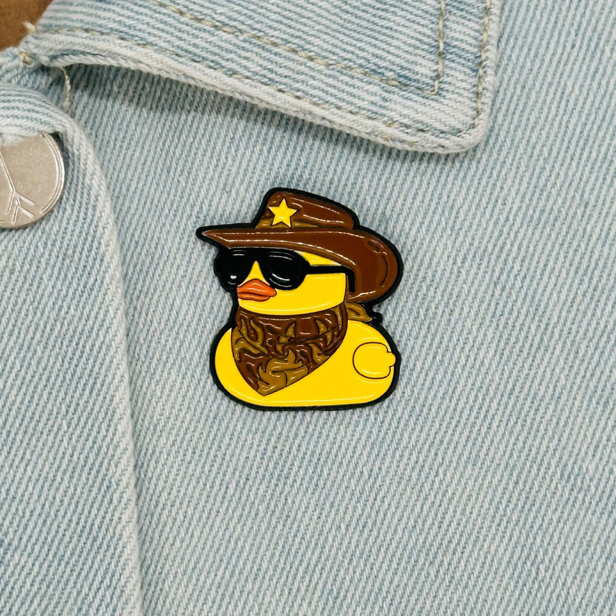 Other ✨Enamel Lapel Pin duck cap with cowboy hat glasses and banda Size ONE SIZE - 1 Thumbnail