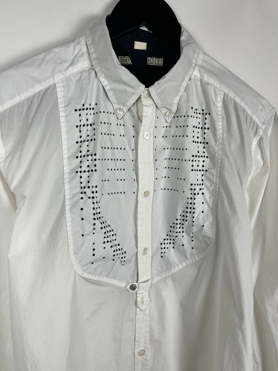 Diesel DIESEL White Dress Shirt Perforated Front & Back Detail Size US L / EU 52-54 / 3 - 4 Thumbnail