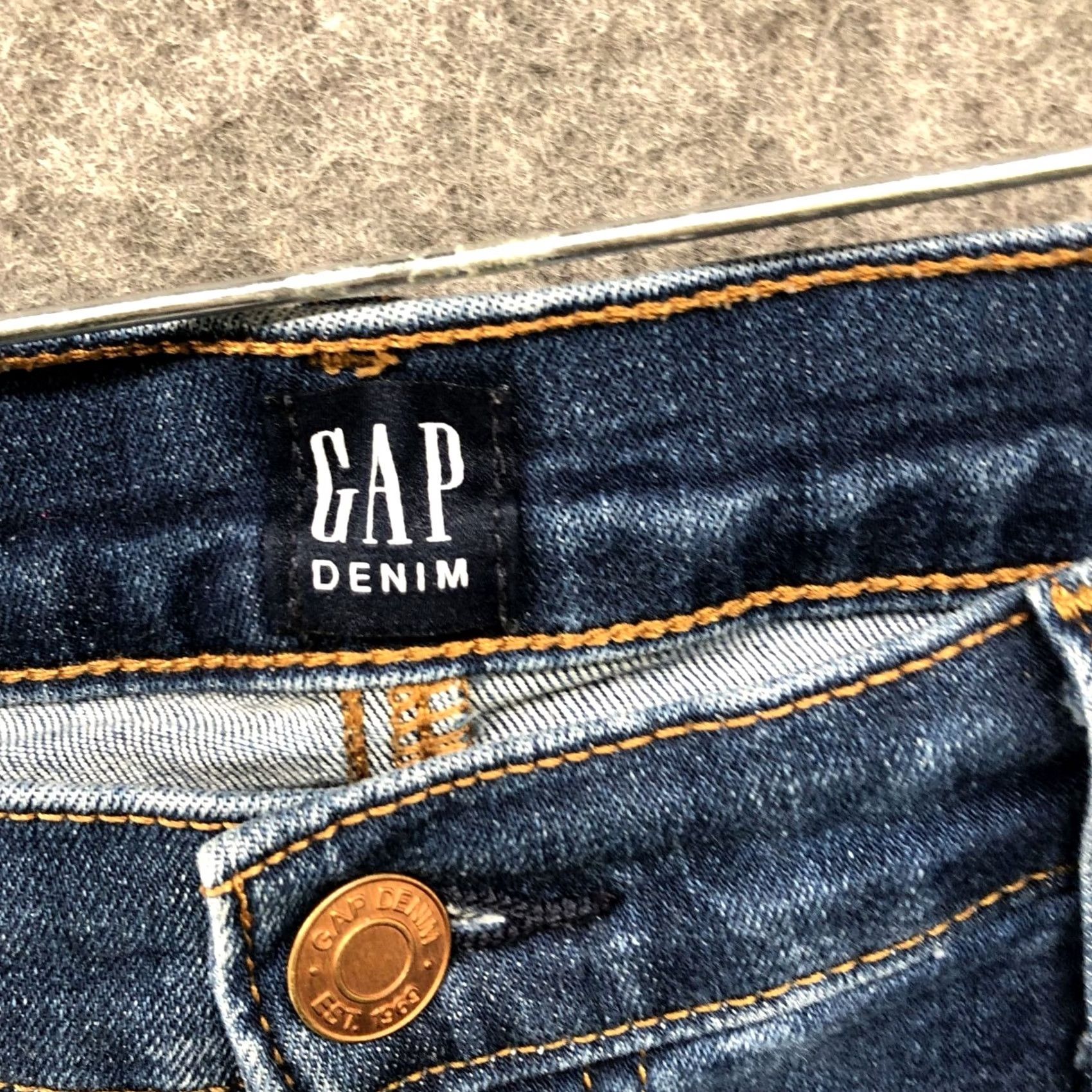 Gap Gap True Skinny Mid Rise Jeans Womens 32R Blue Medium Wash Indigo Denim 5-Pocket Stretch Slim Shirt? Size 24" / US 00 / IT 34 - 5 Thumbnail
