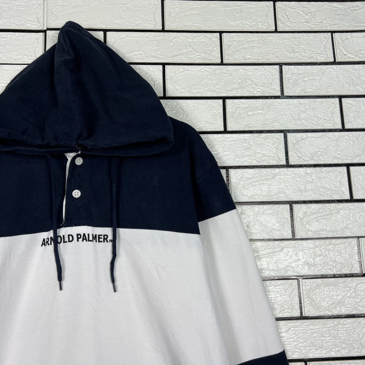 Japanese Brand ARNOLD PALMER Big Logo HalfButton Pullover Hoodie #4257-C194 Size US L / EU 52-54 / 3 - 4 Thumbnail