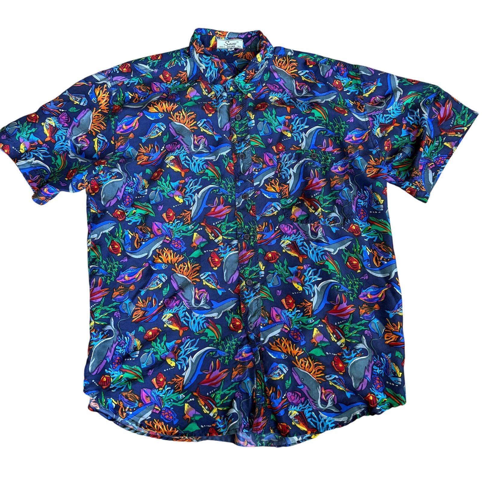 Vintage Vintage Fish AllOverPrint Shirt Silk Mens Medium Size US M / EU 48-50 / 2 - 2 Thumbnail